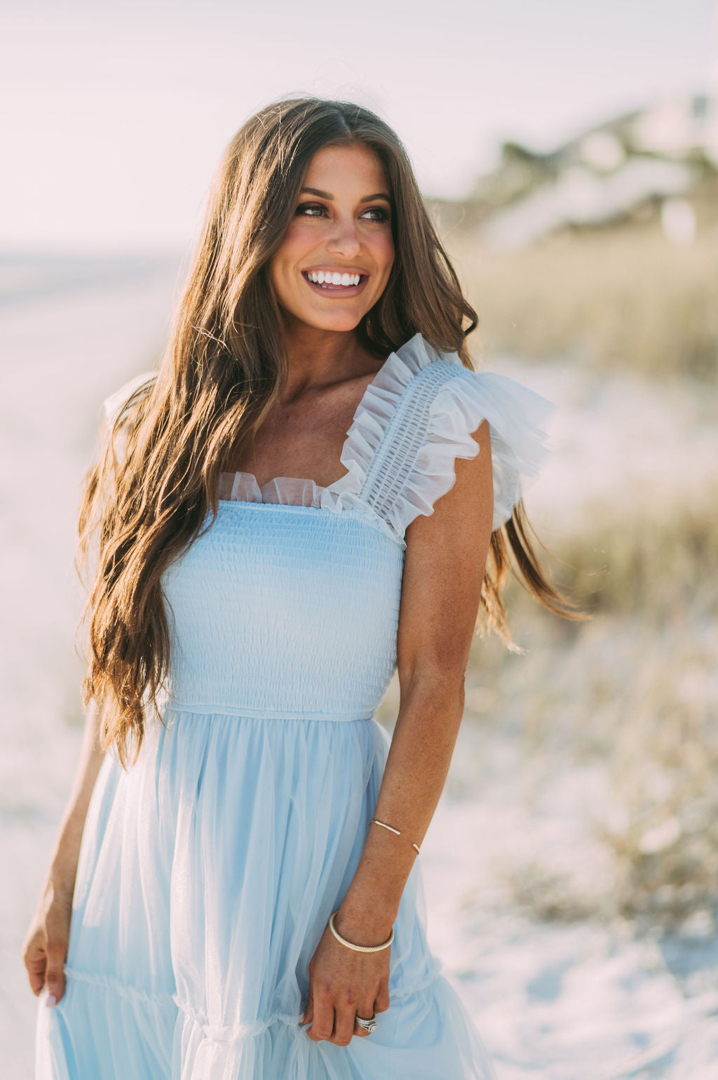 Meleah Tulle Maxi Dress-Light Blue