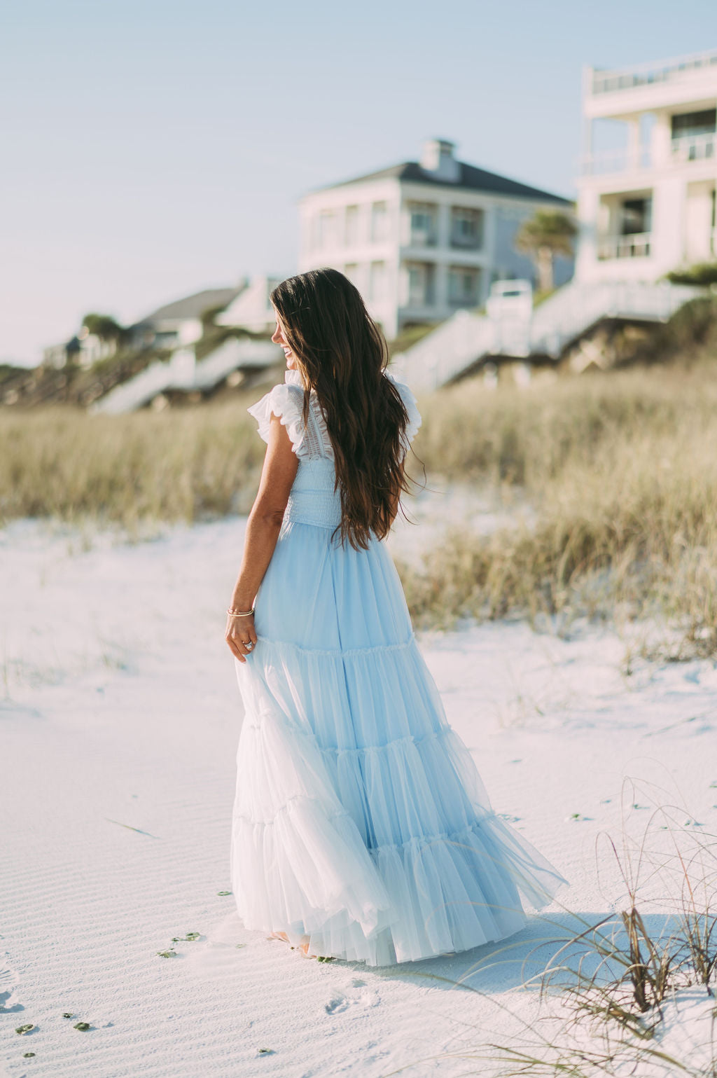 Meleah Tulle Maxi Dress-Light Blue