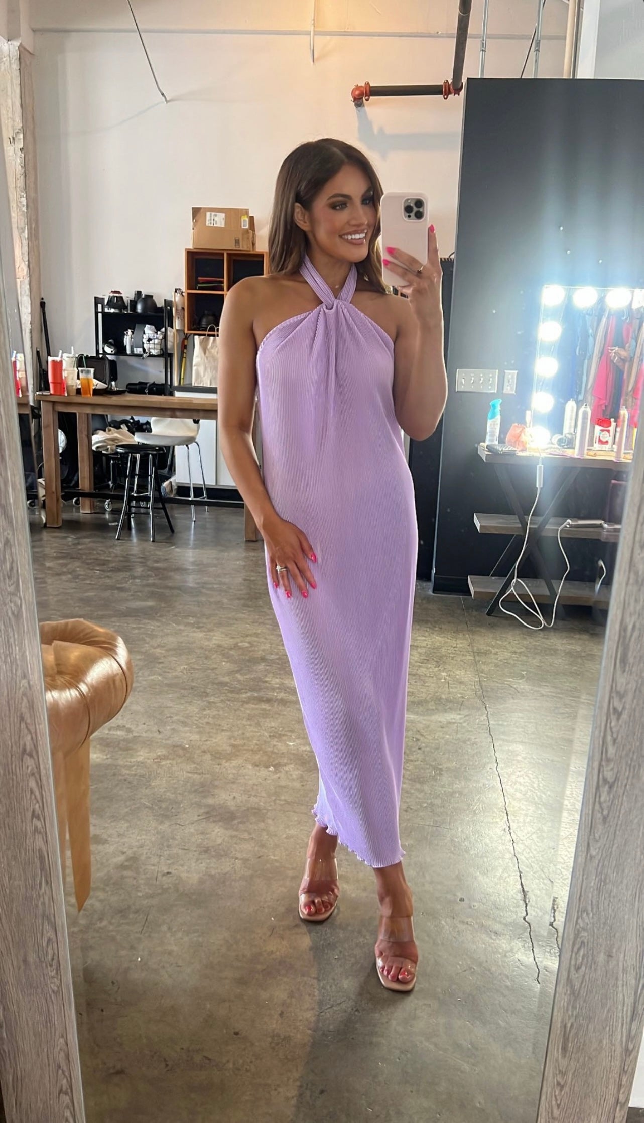 Cara Halter Pleated DressLavender