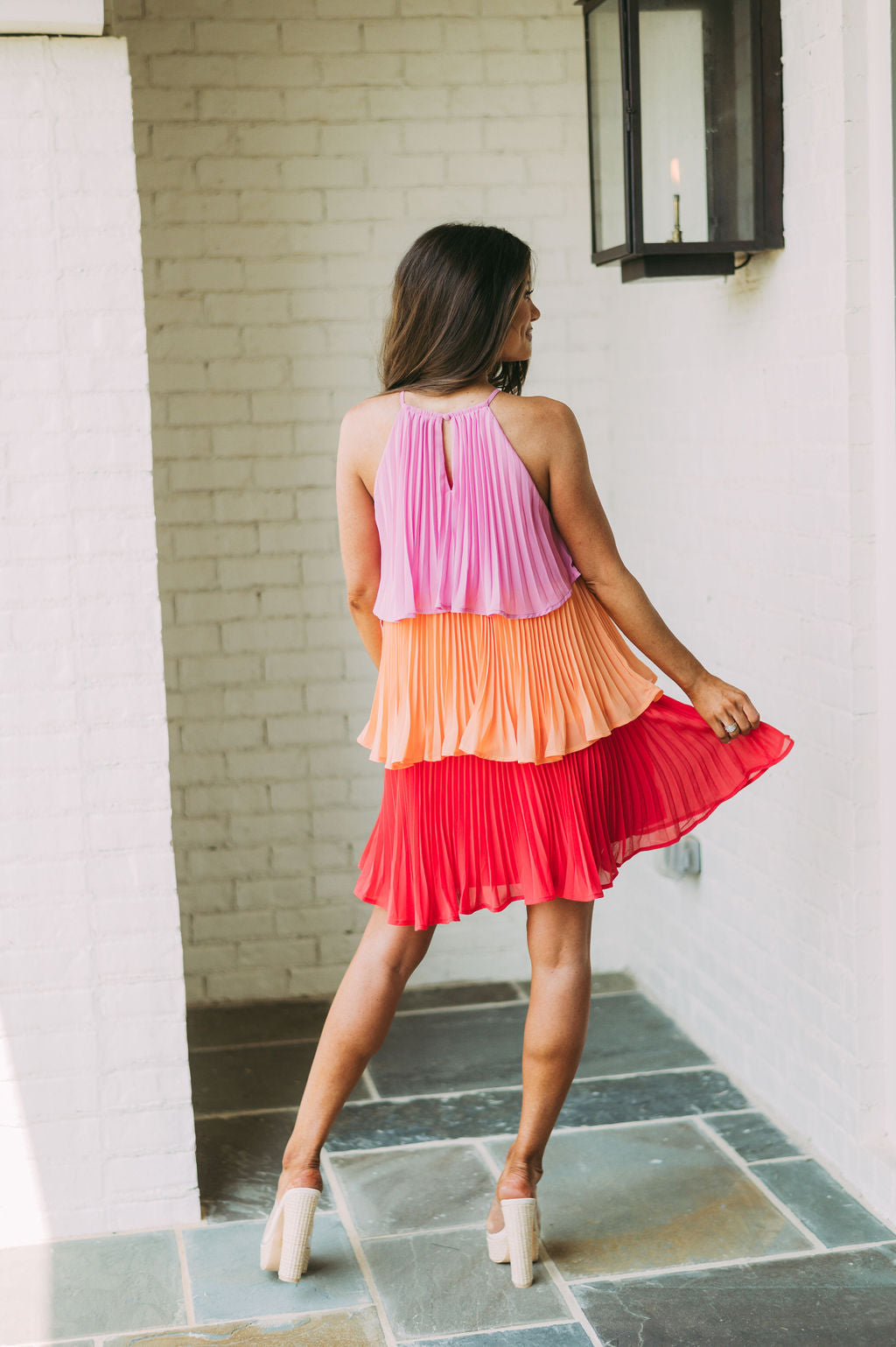 Layered Pleated Halter Dress