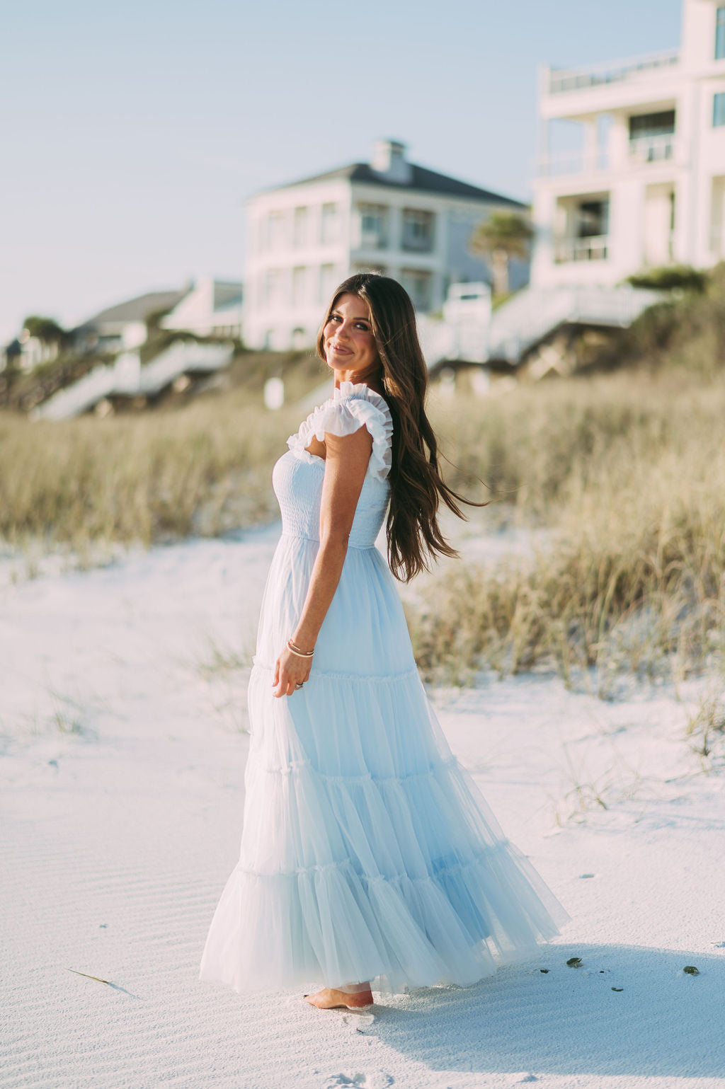 Meleah Tulle Maxi Dress-Light Blue
