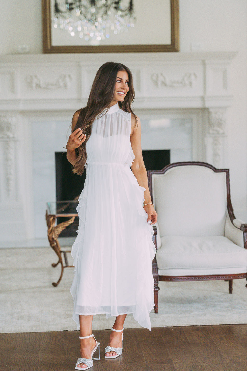 Mock Neck Layered Midi Dress