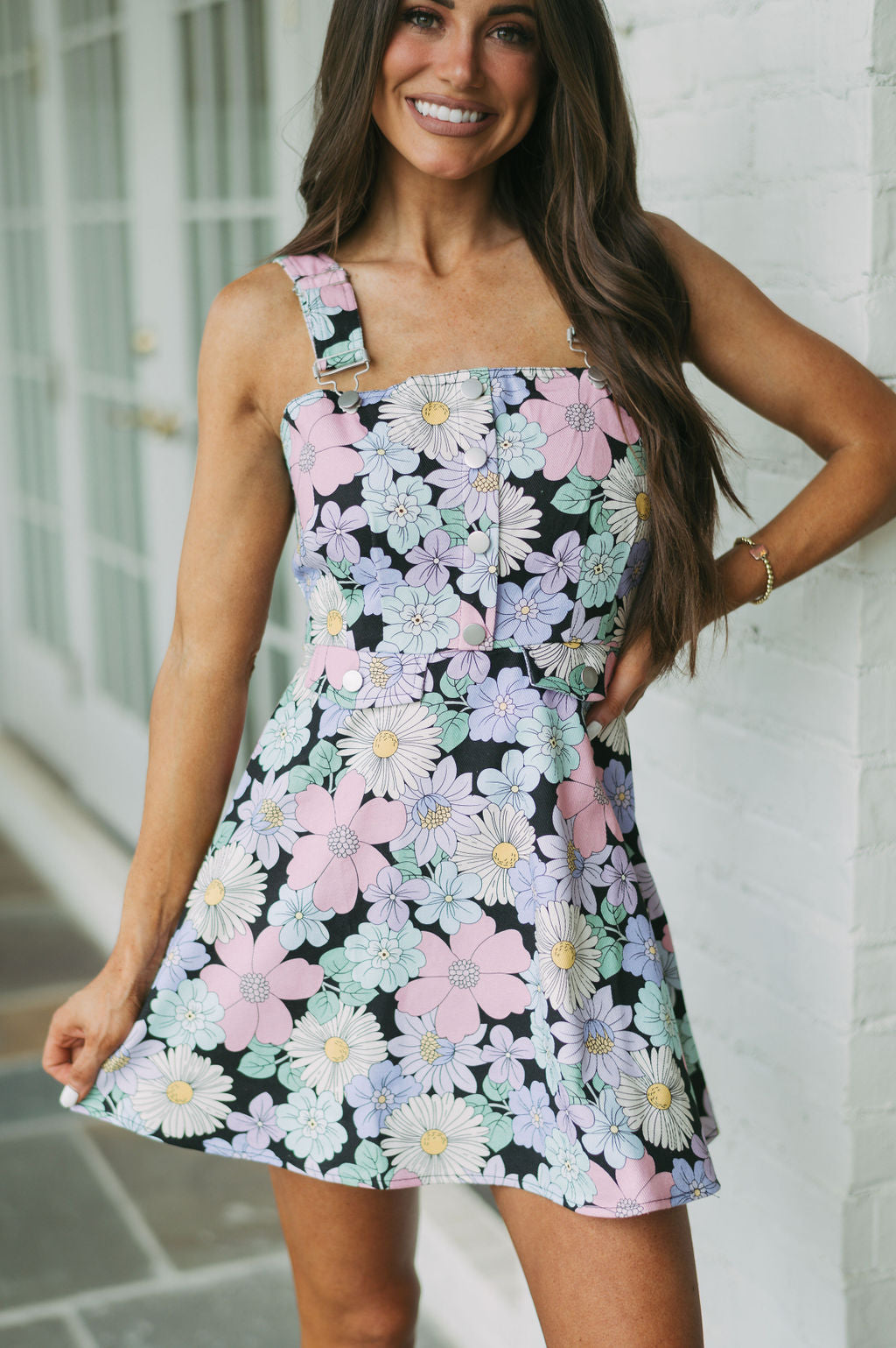 Floral Printed Overall Dress