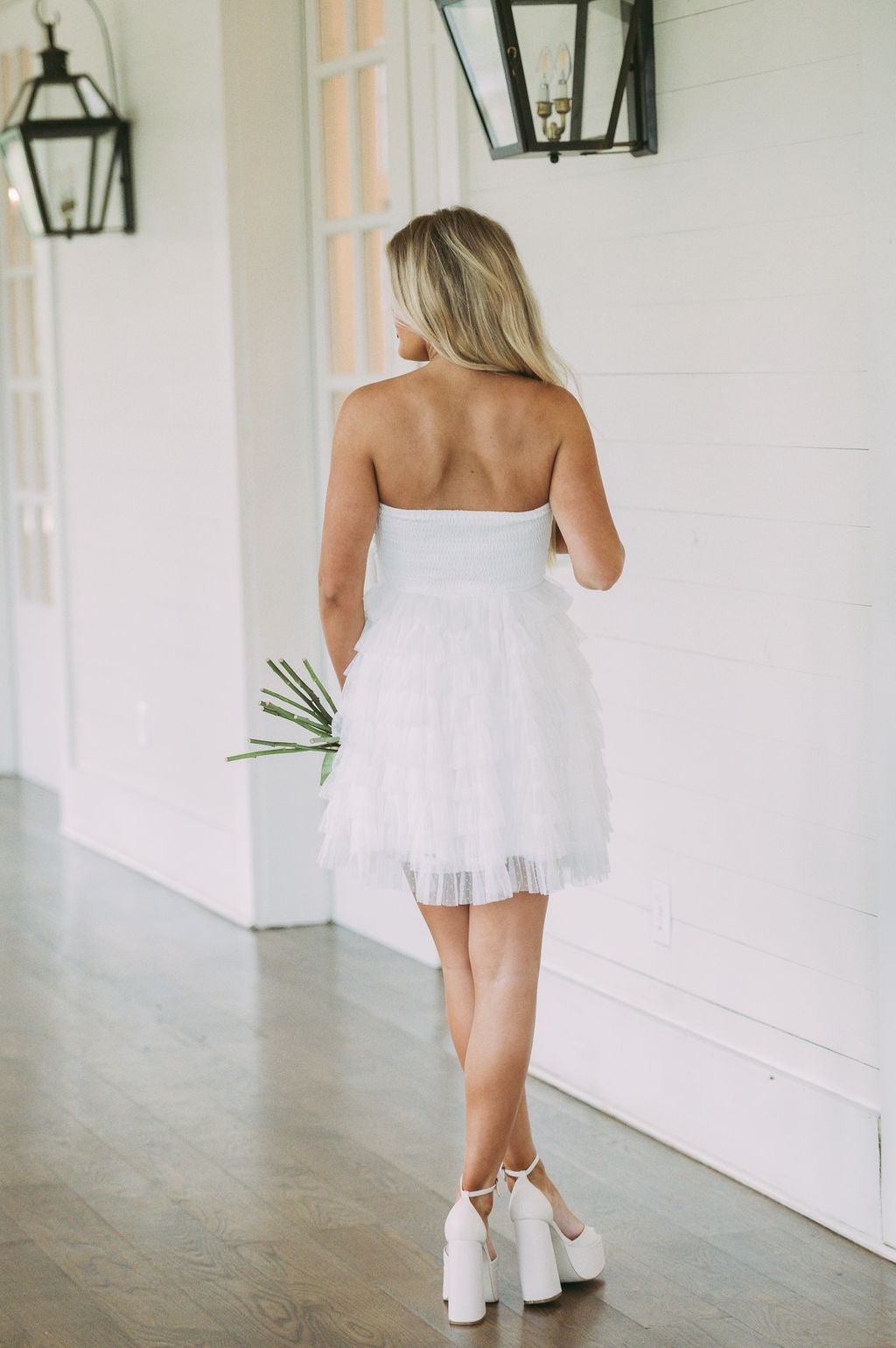 Strapless Dotted Mesh Dress