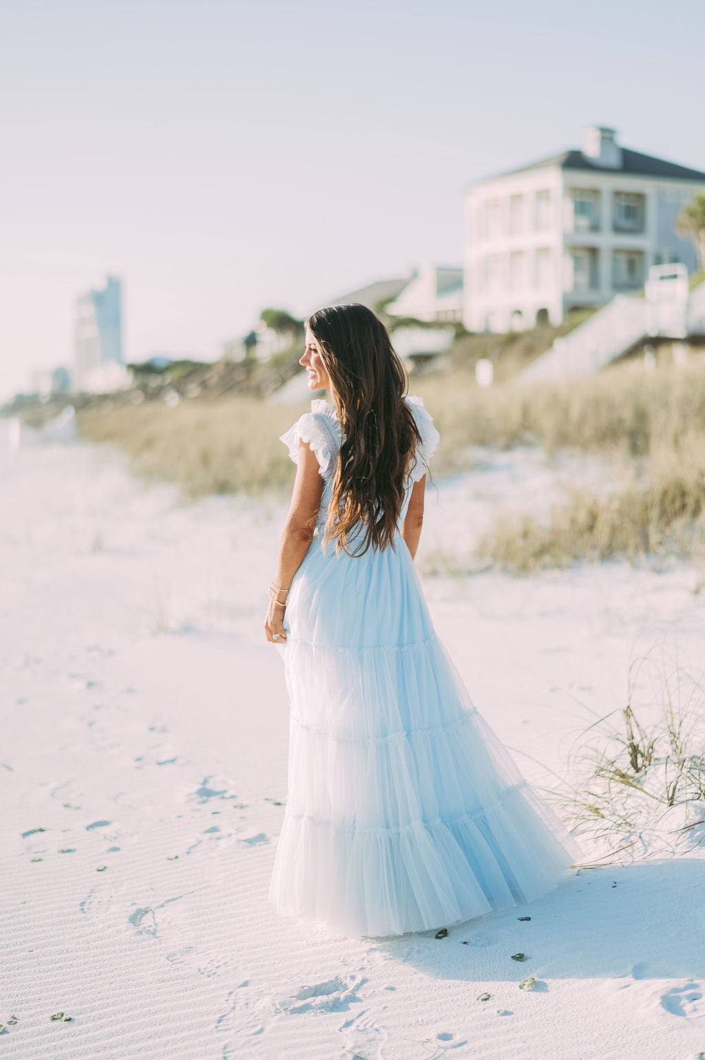 Meleah Tulle Maxi Dress-Light Blue