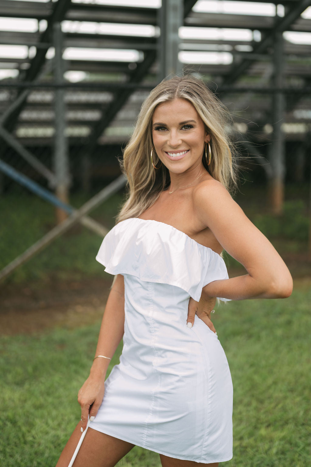 Strapless Ruffle Tube Dress White