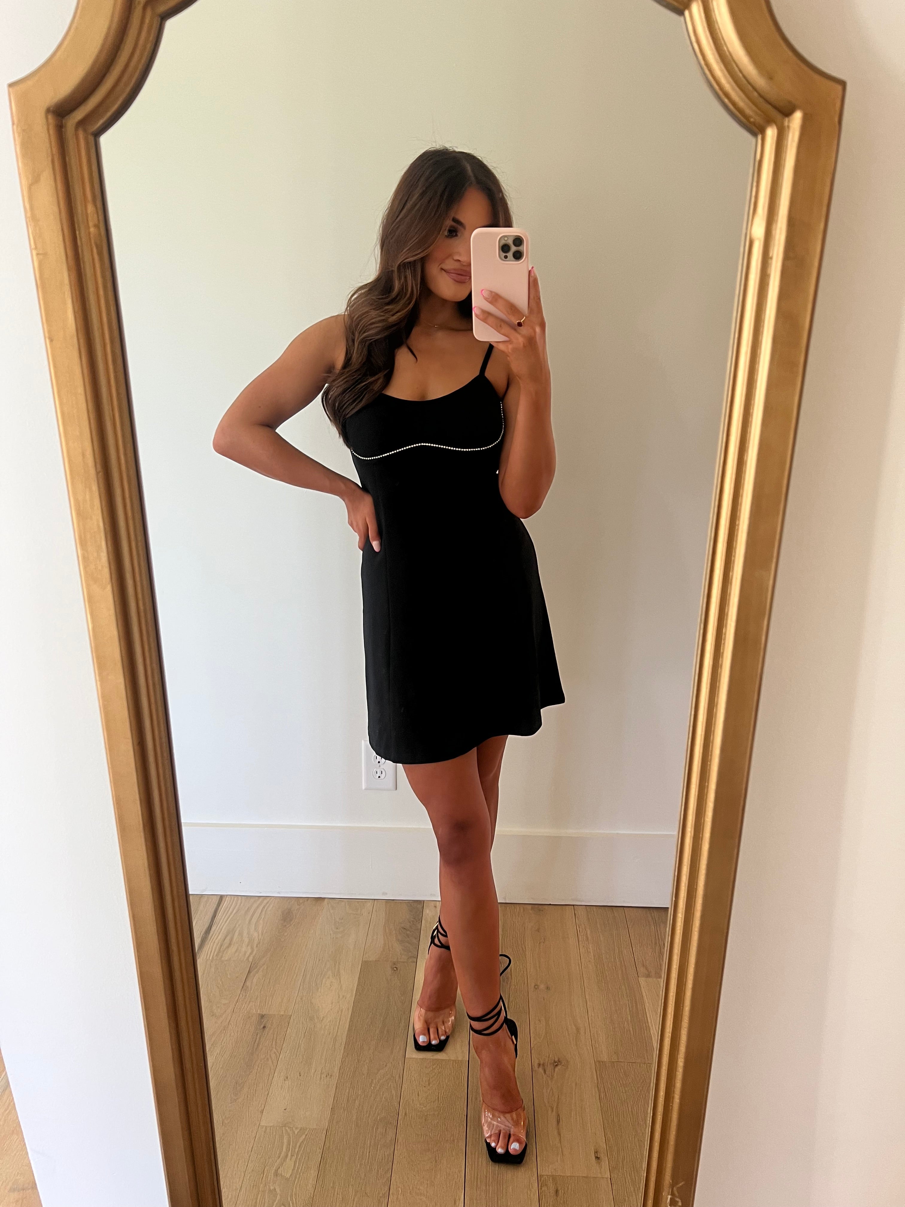 Dainty Rhinestone Accented Dress