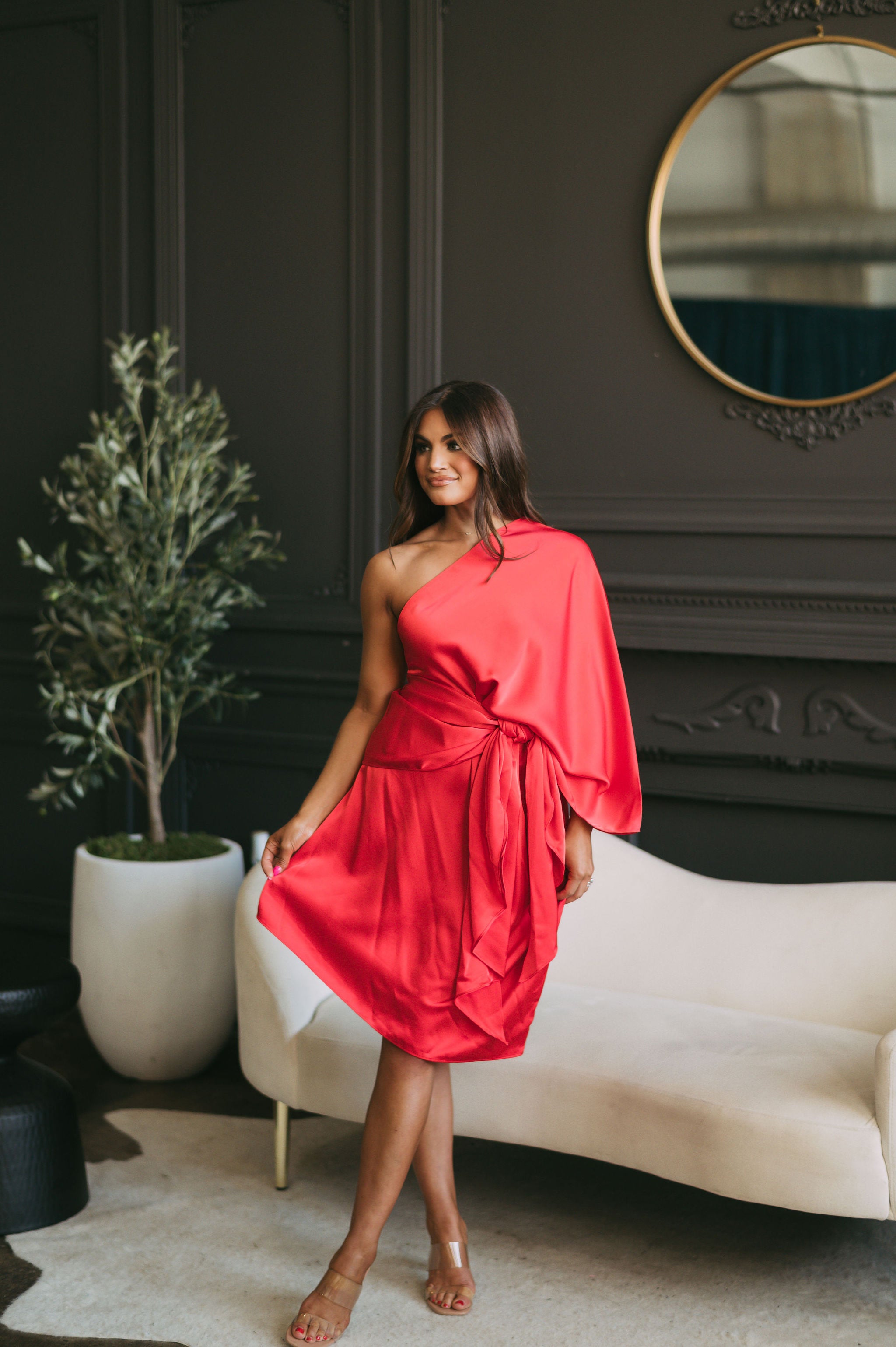 Amelia One Shoulder Dress Red