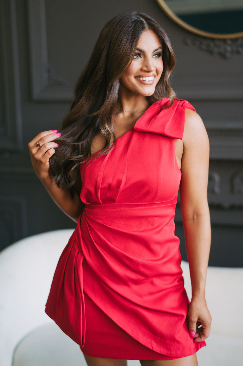 Bowen One Shoulder Dress Red