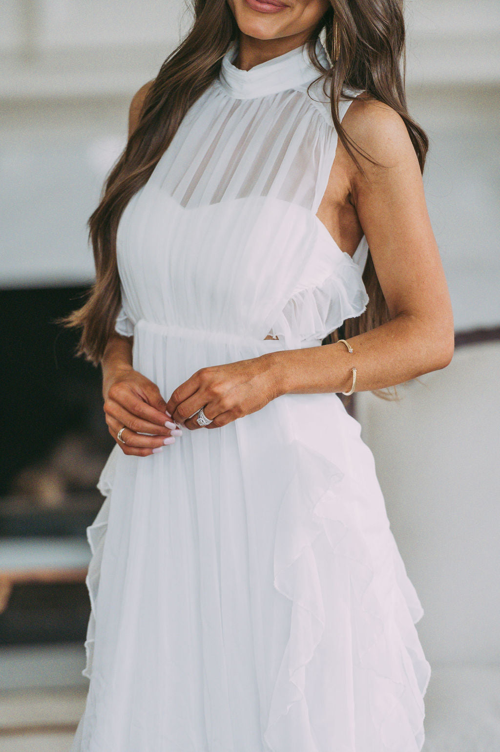 Mock Neck Layered Midi Dress