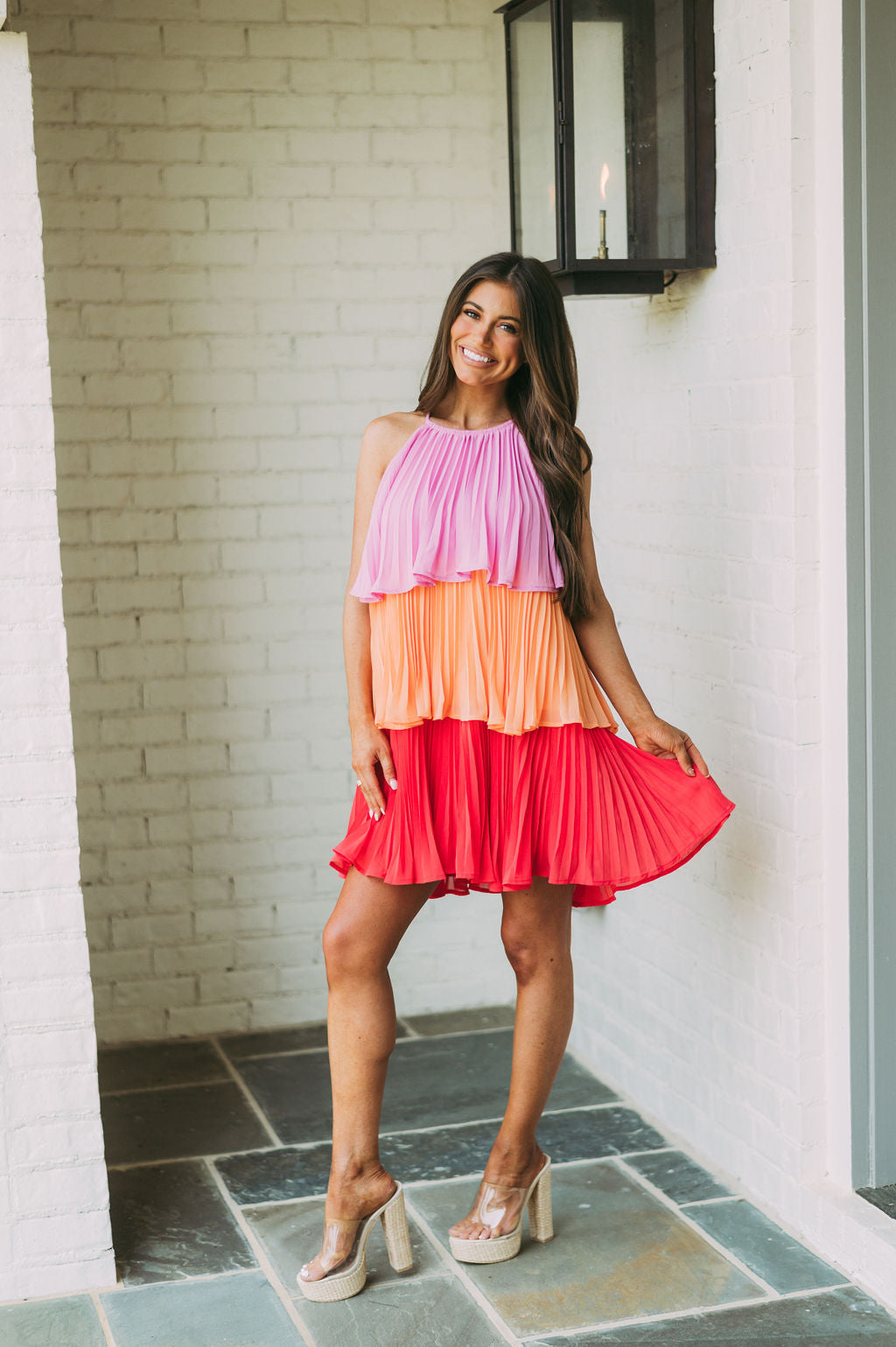 Layered Pleated Halter Dress