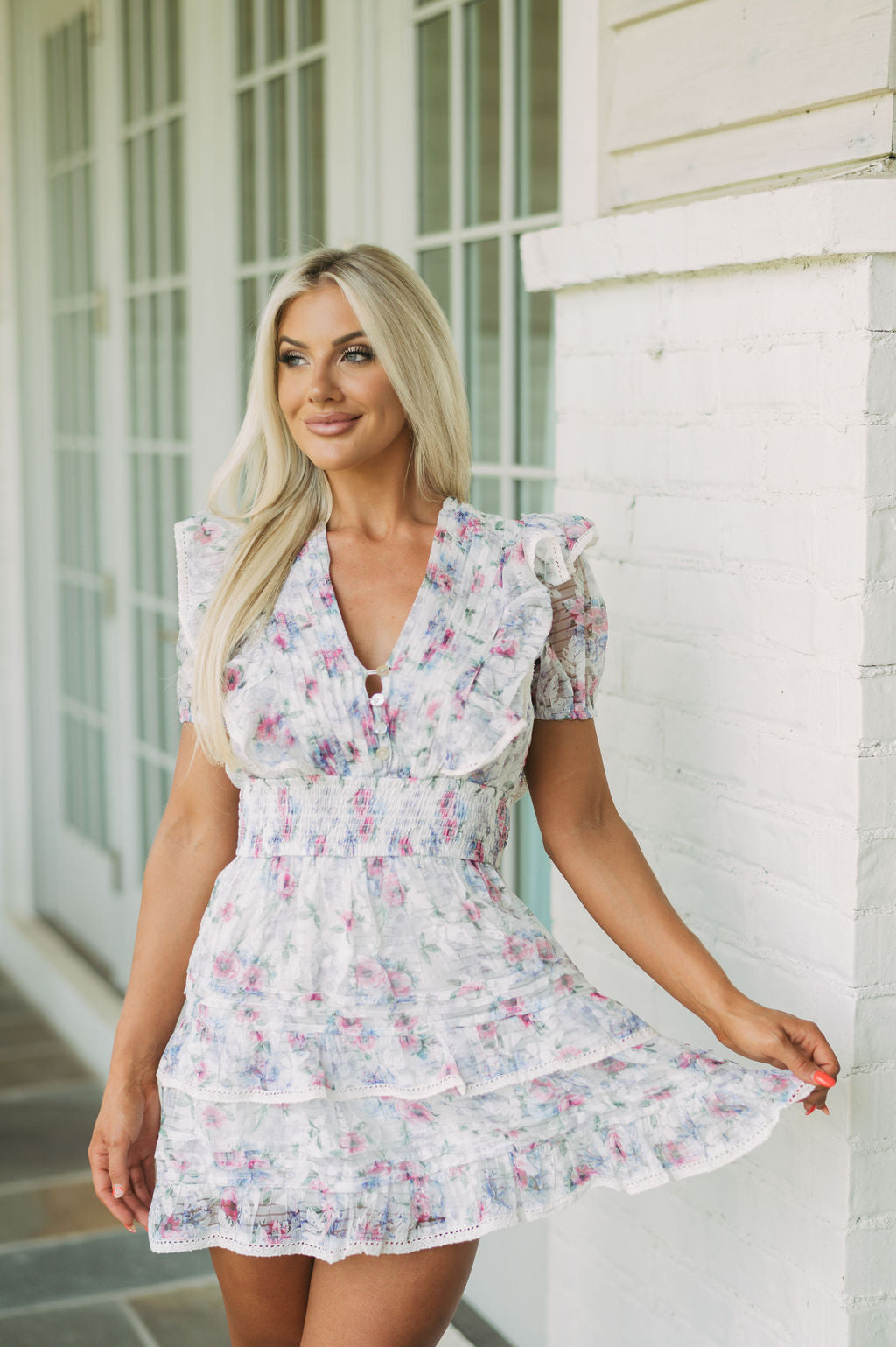 Addy Floral Dress-Pink/Blue