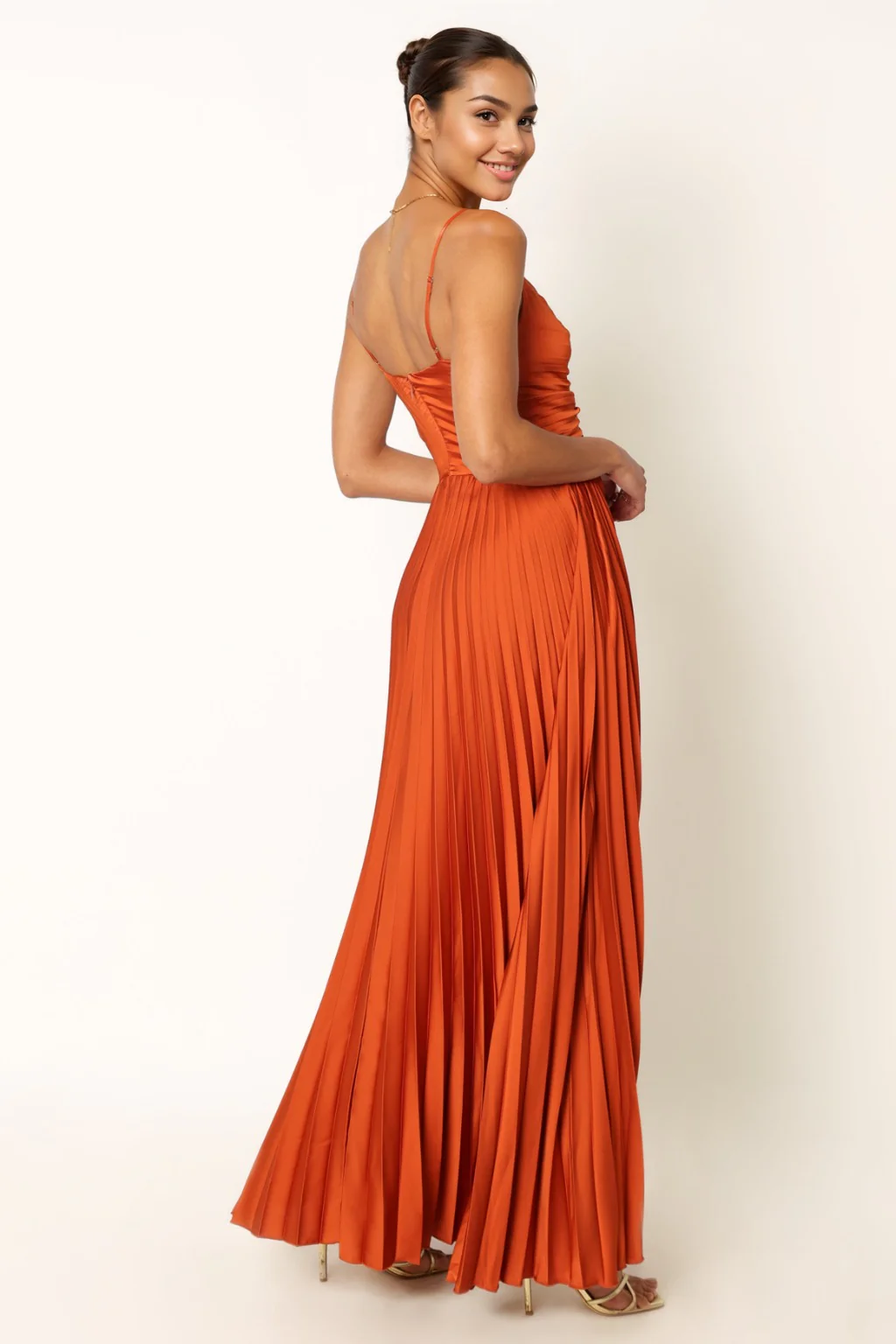 Naira Pleated Maxi Dress Sunset Orange