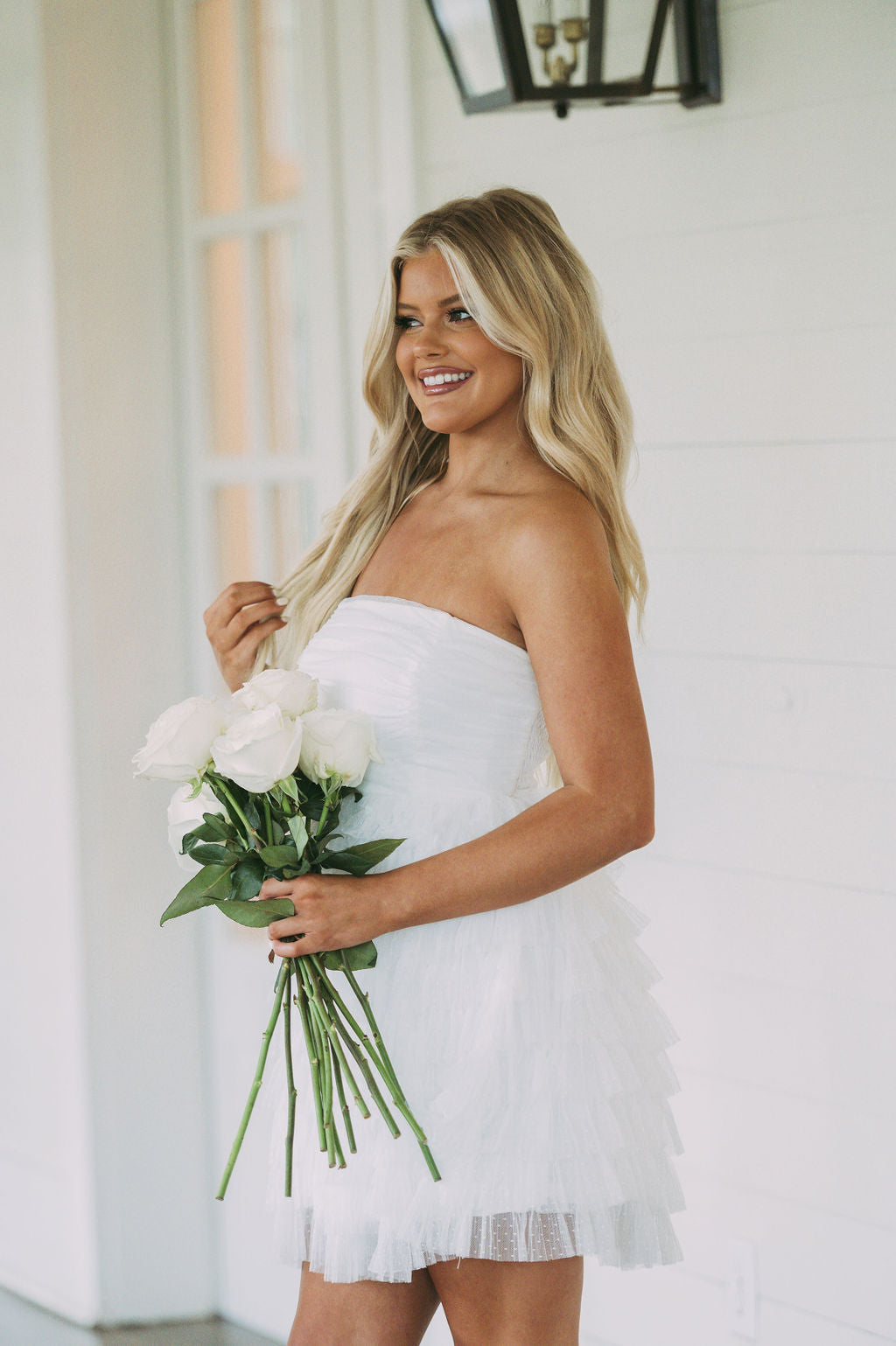 Strapless Dotted Mesh Dress