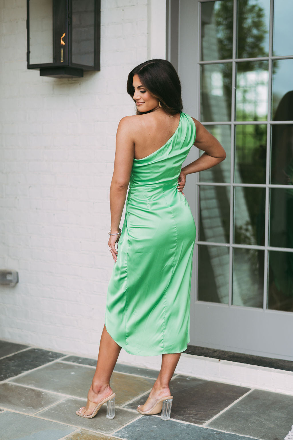Henley One Shoulder DressGreen