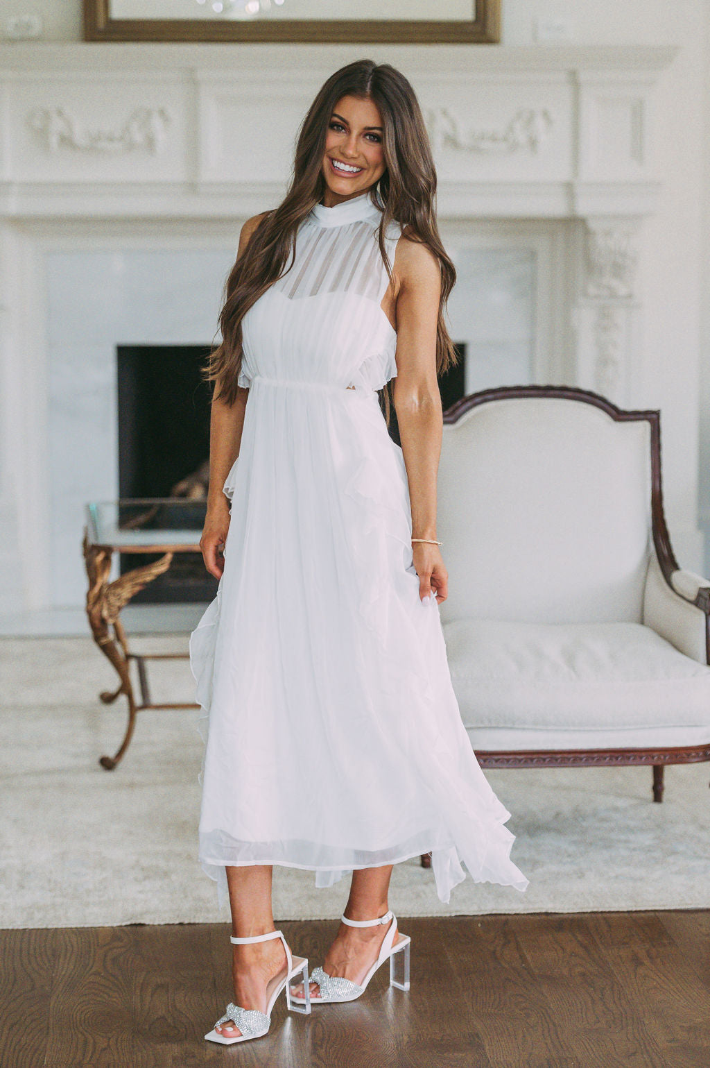 Mock Neck Layered Midi Dress