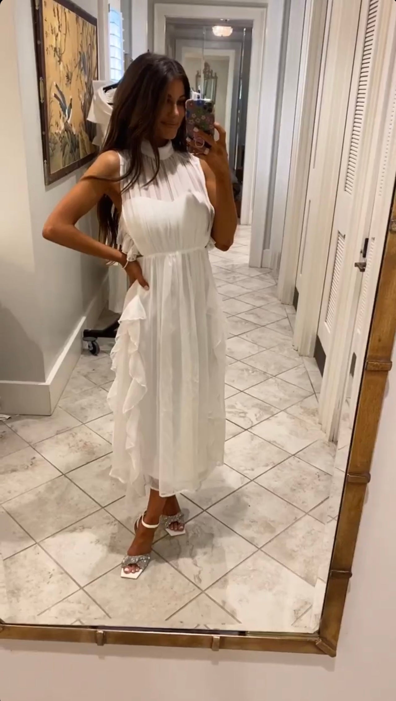 Mock Neck Layered Midi Dress