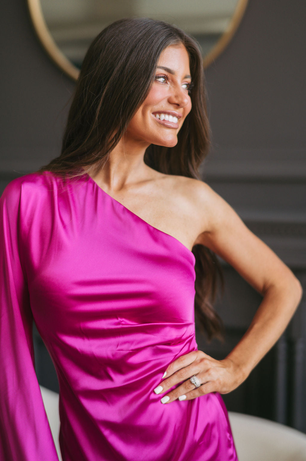 Melanie Satin Midi Dress Berry