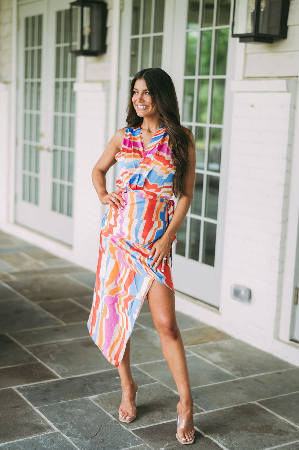 Vibrant Printed Wrap Dress