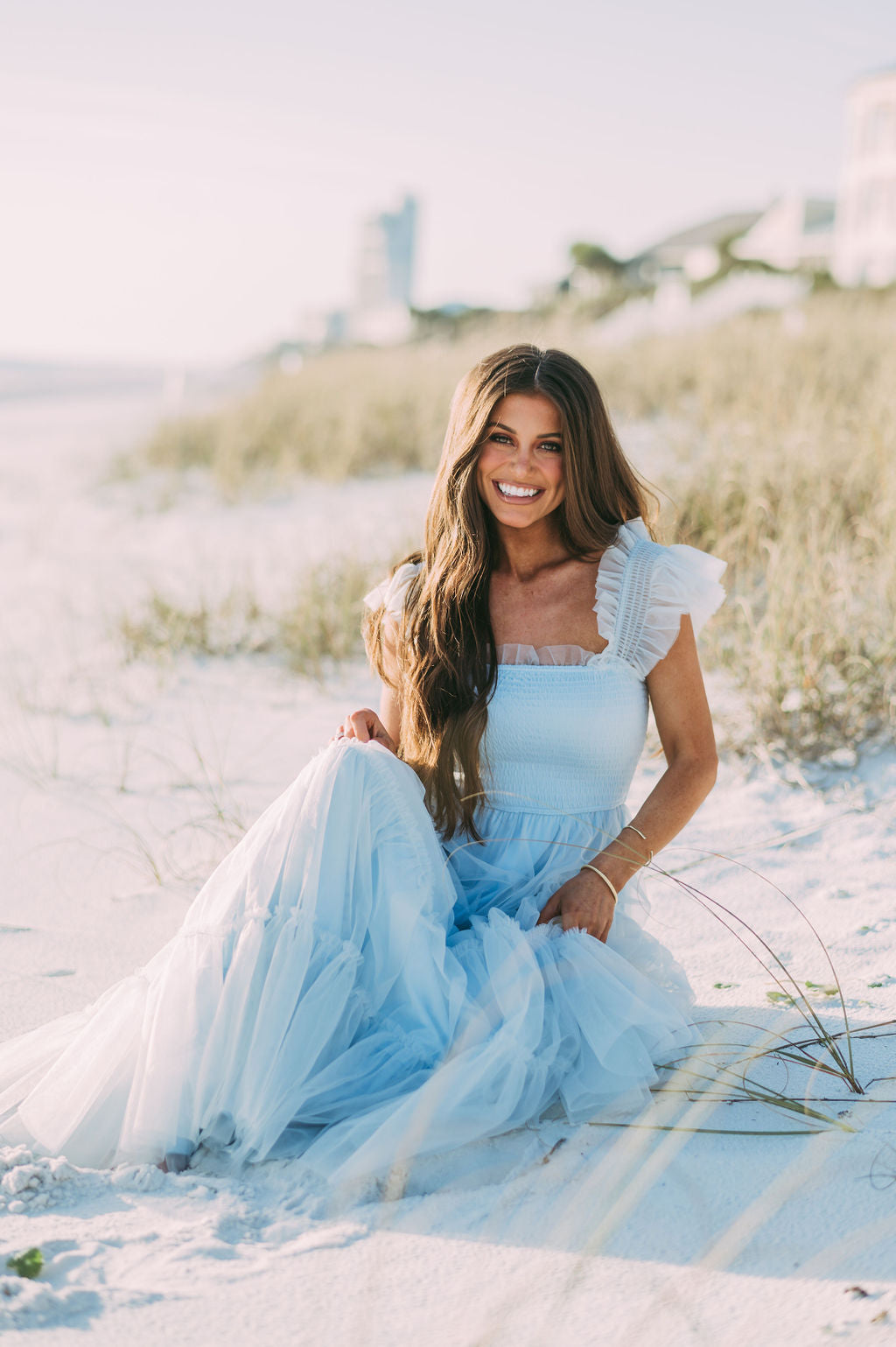 Meleah Tulle Maxi Dress-Light Blue