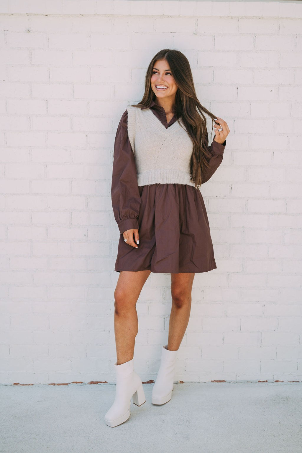 Sweater Vest Dress Chocolate