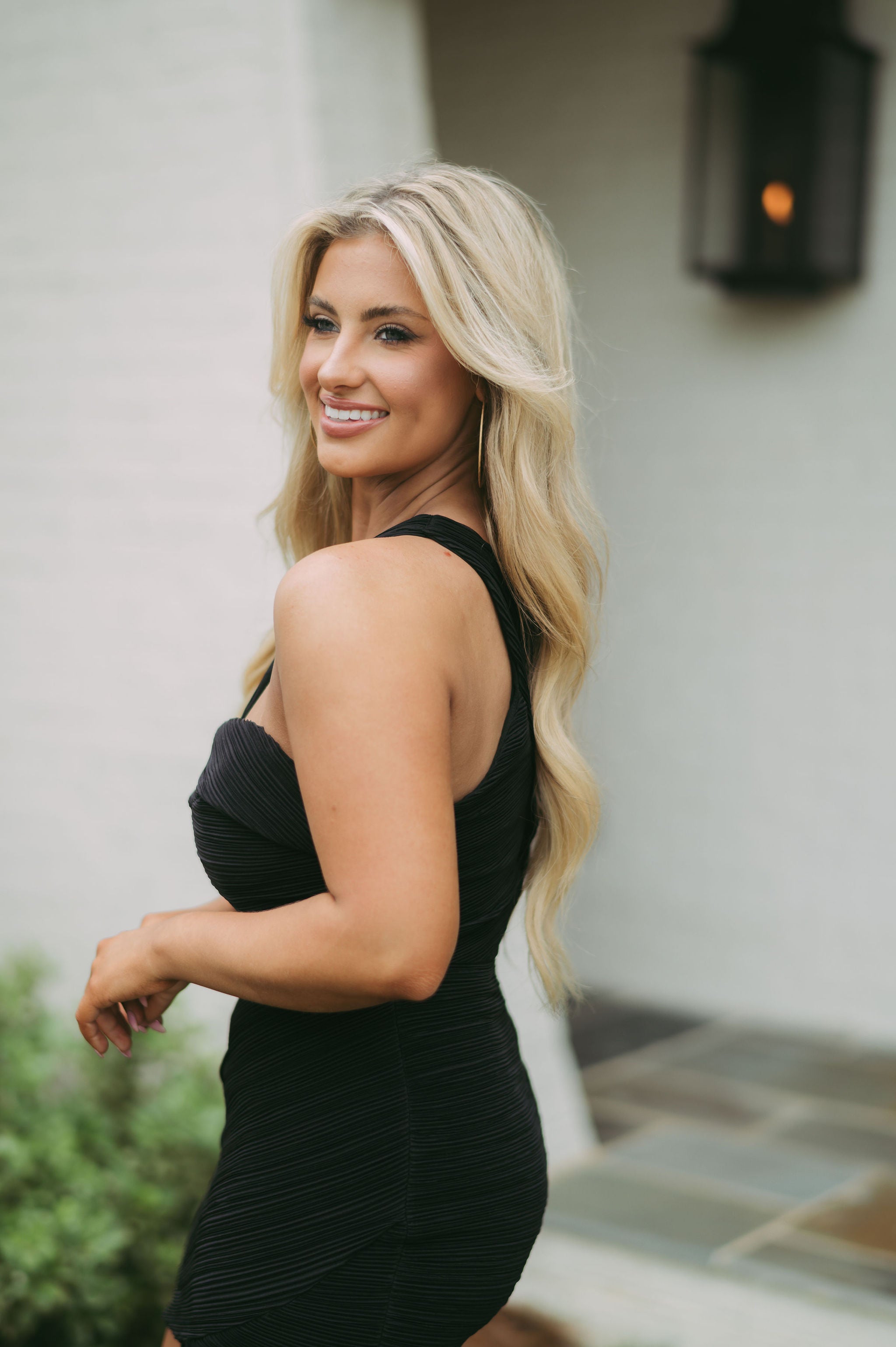 One Shoulder Texture DressBlack// PETITE