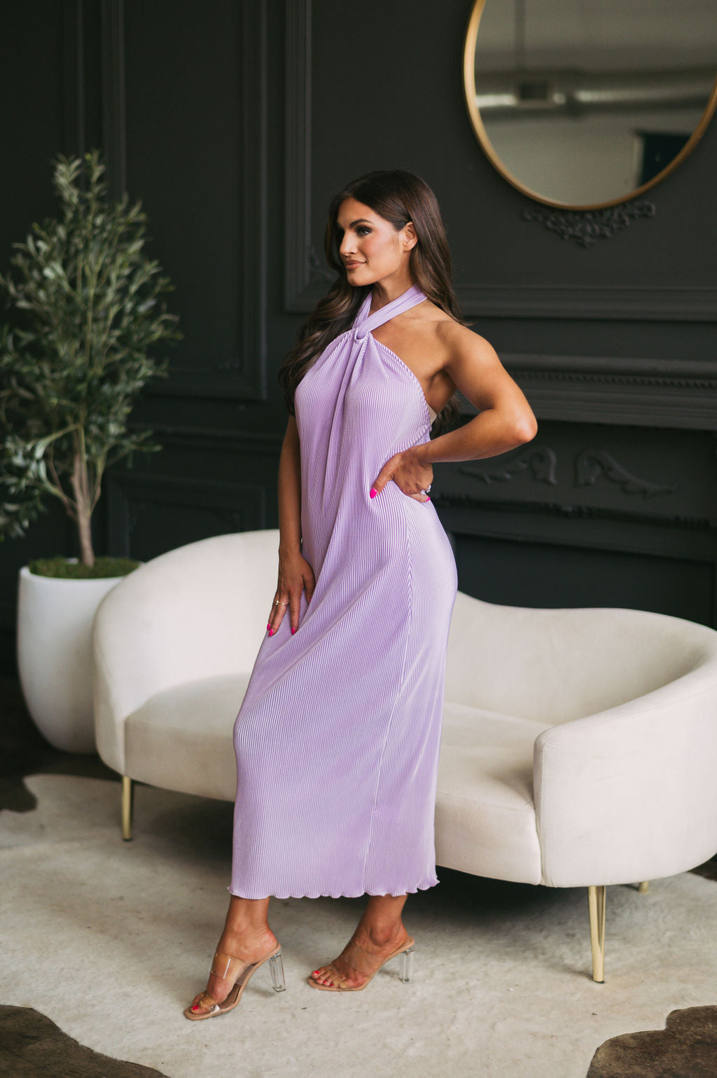 Cara Halter Pleated DressLavender