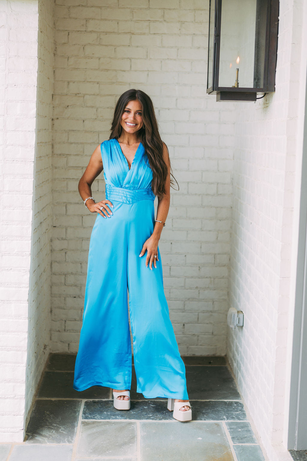 Satin V-Neck Jumpsuit