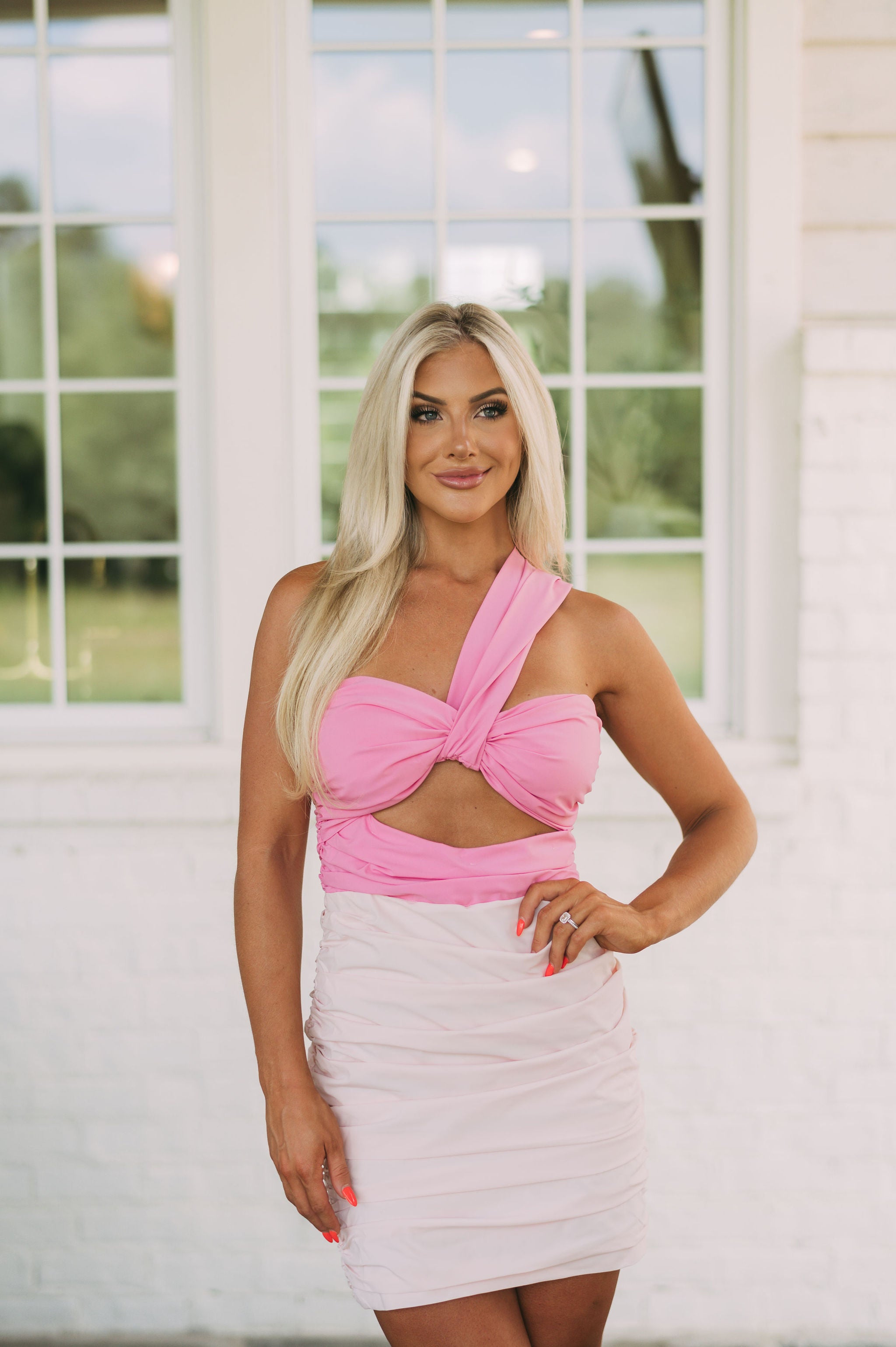 Torie Two Toned Dress Pink/Blush