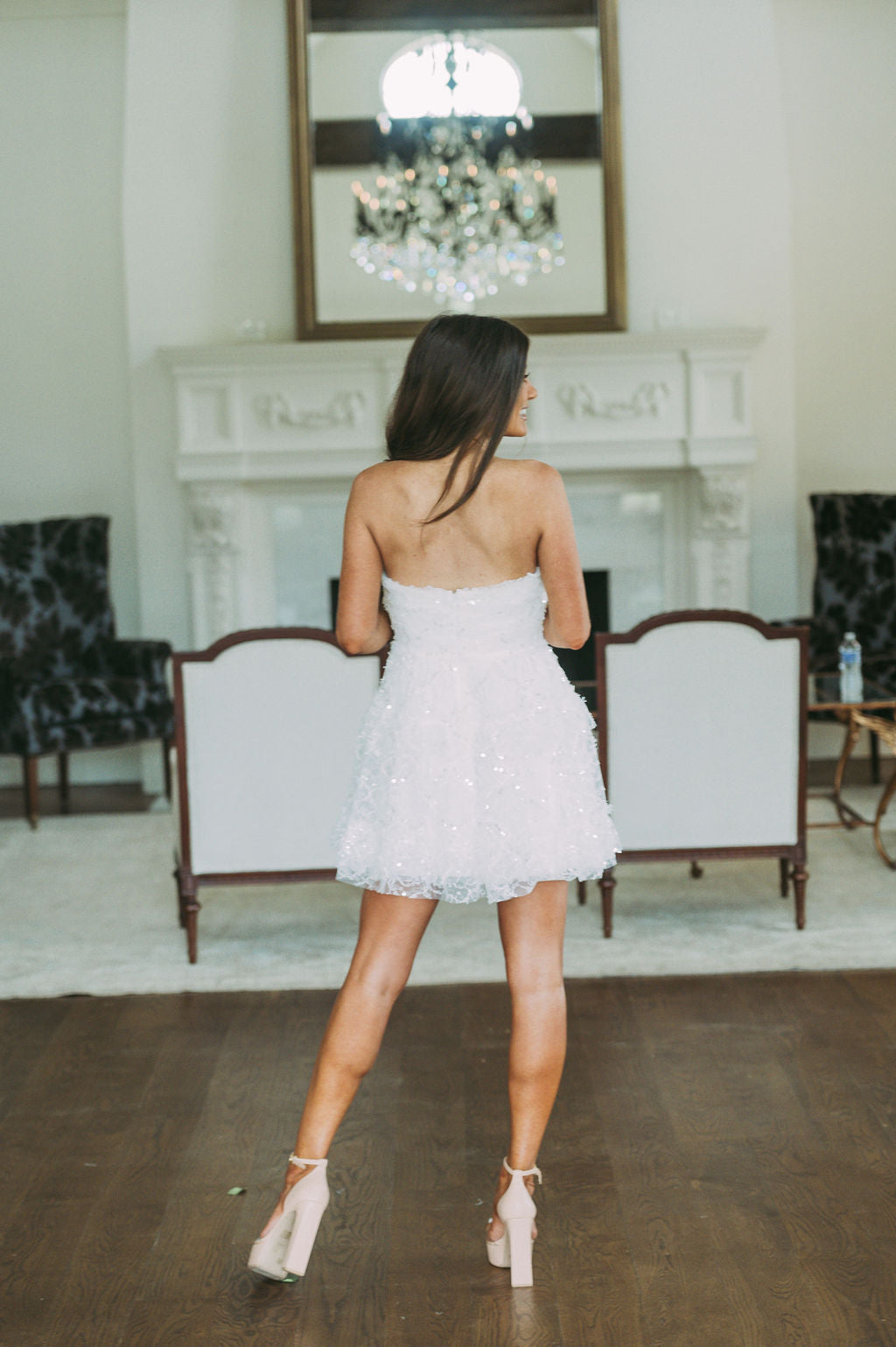 Strapless Sequin Tulle Dress