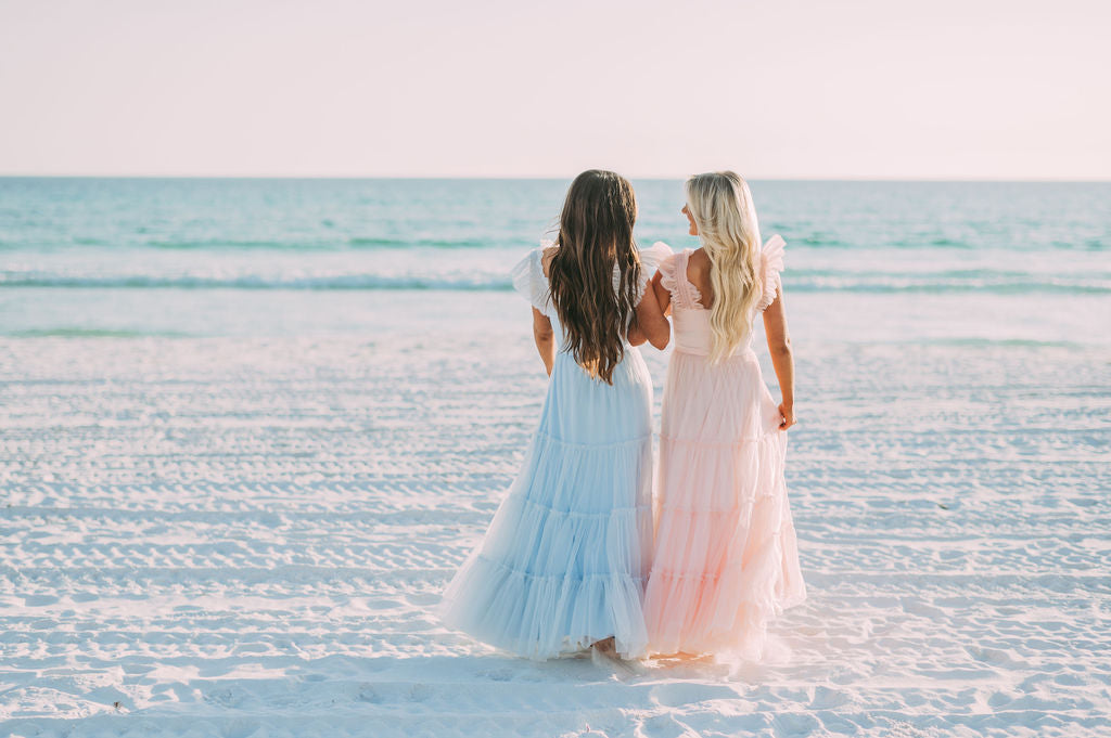 Meleah Tulle Maxi Dress-Light Blue