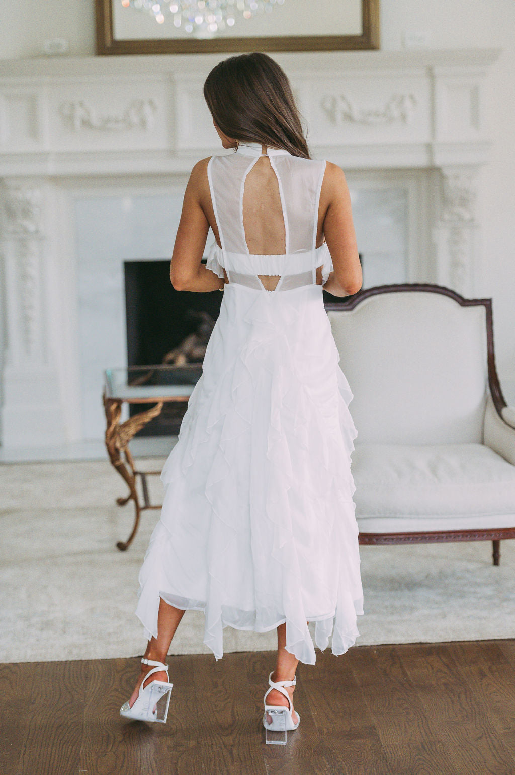 Mock Neck Layered Midi Dress