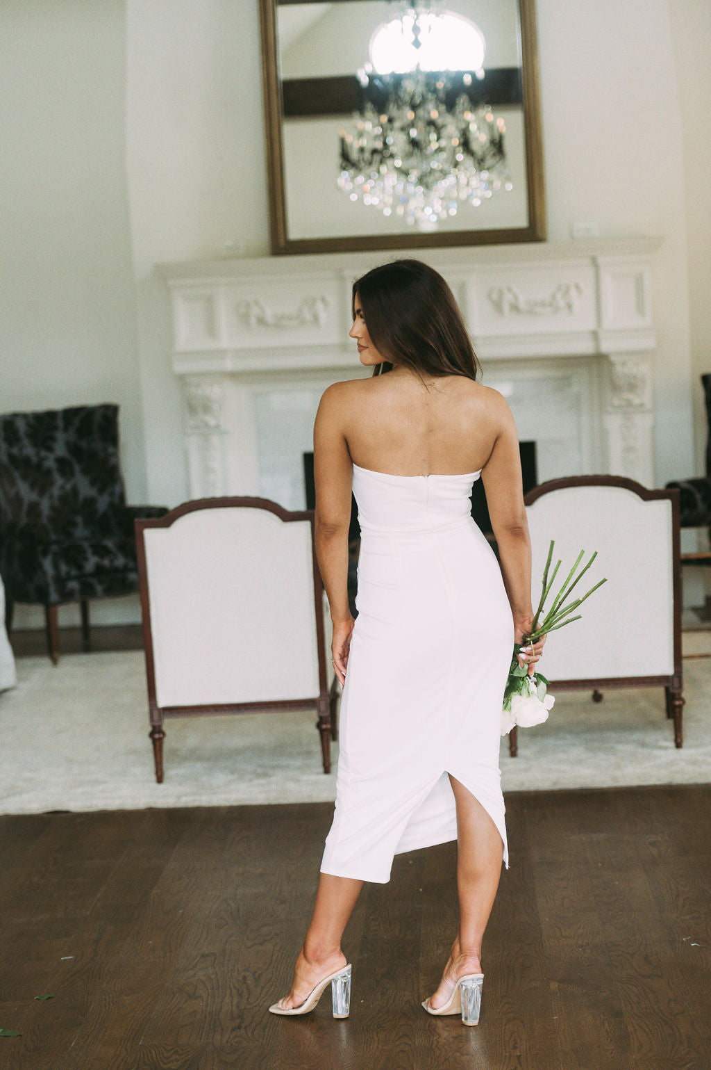 Florence Fitted Midi Dress White