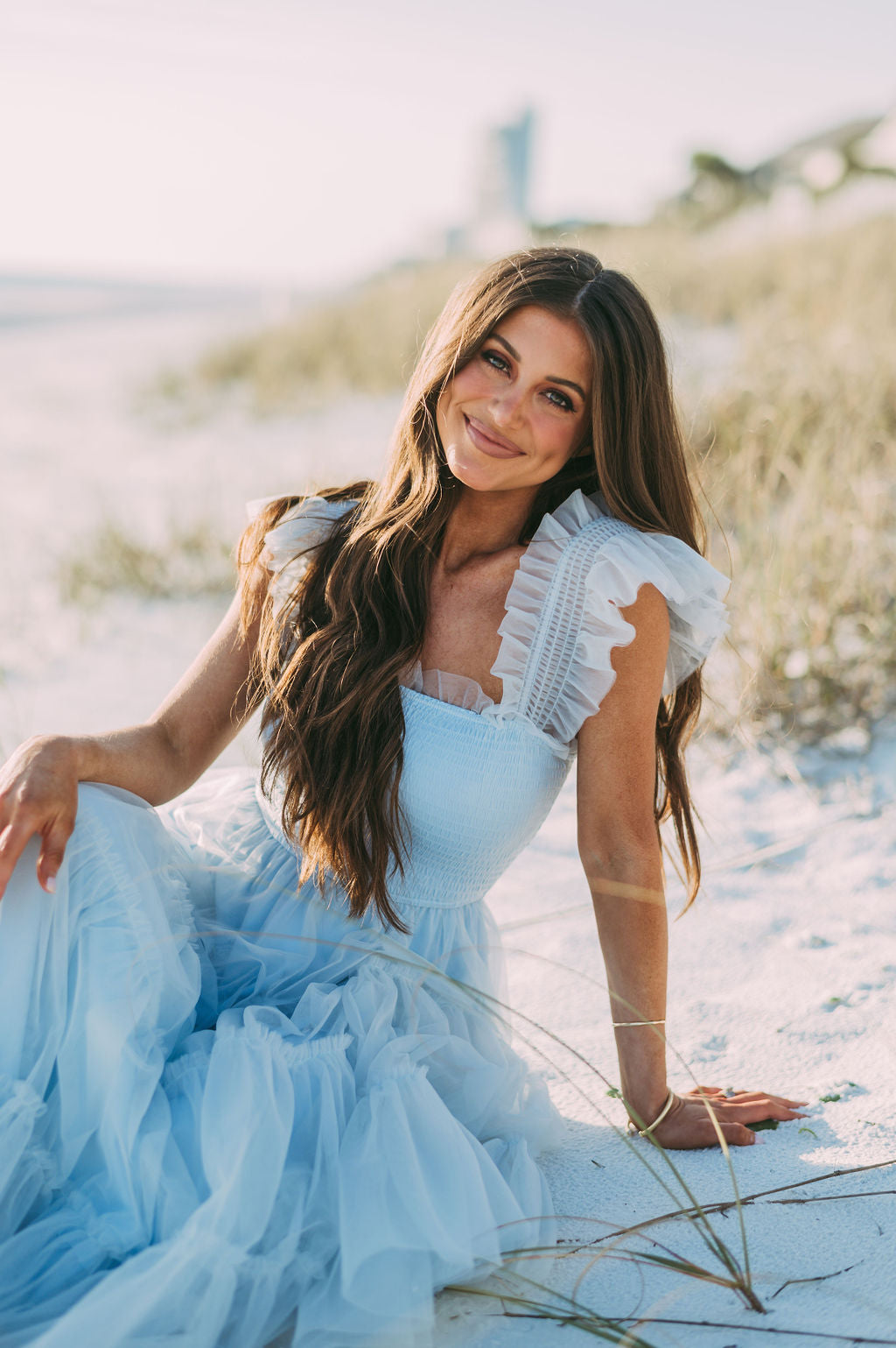 Meleah Tulle Maxi Dress-Light Blue