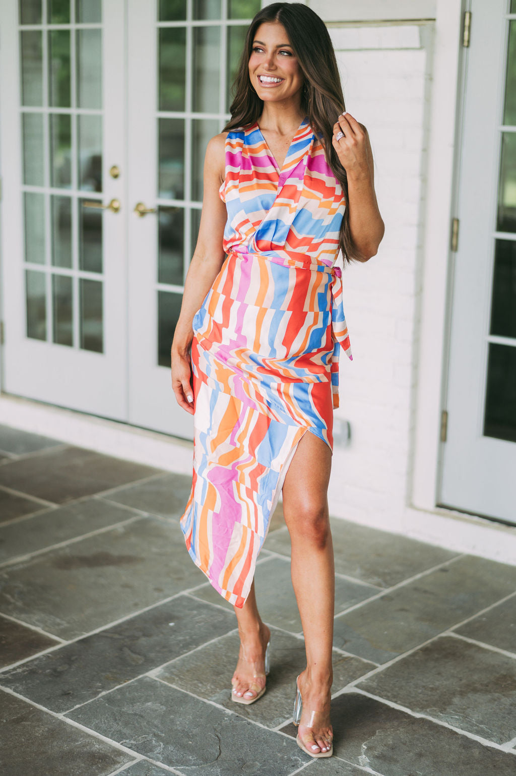 Vibrant Printed Wrap Dress