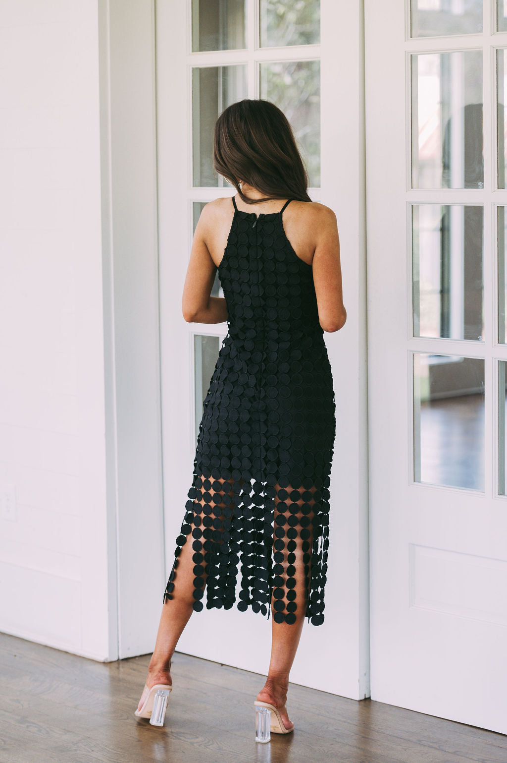 Circular Fringed Midi DressBlack