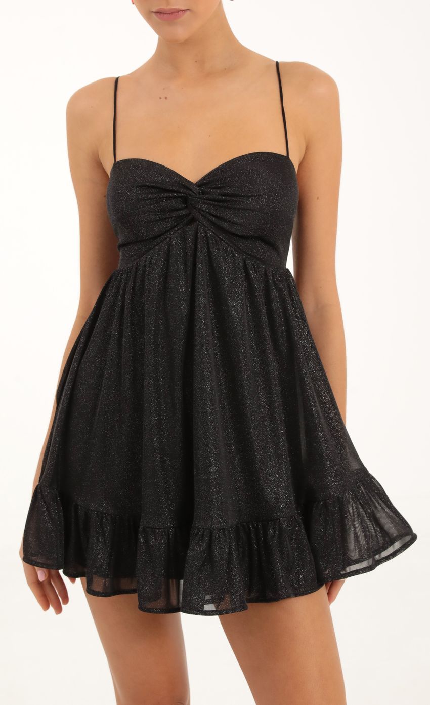Twist Front Baby Doll in Black Shimmer