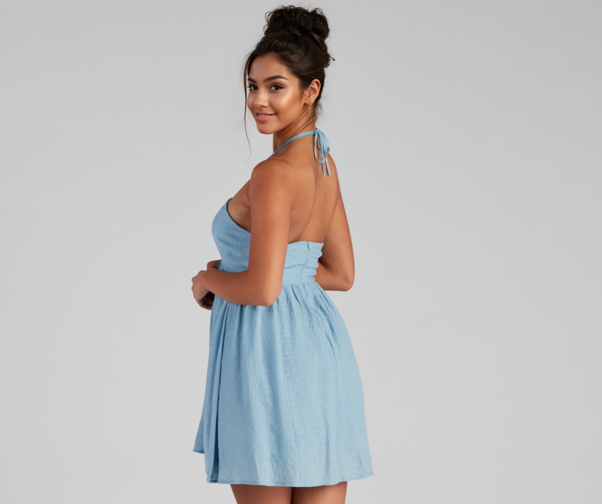 Feel The Sun Halter Sweetheart Skater Dress
