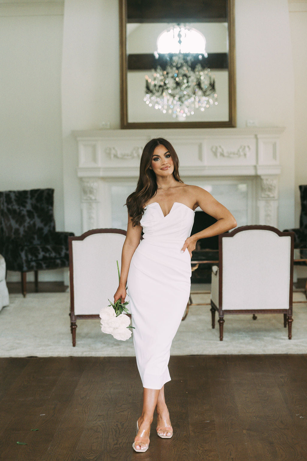 Florence Fitted Midi Dress White