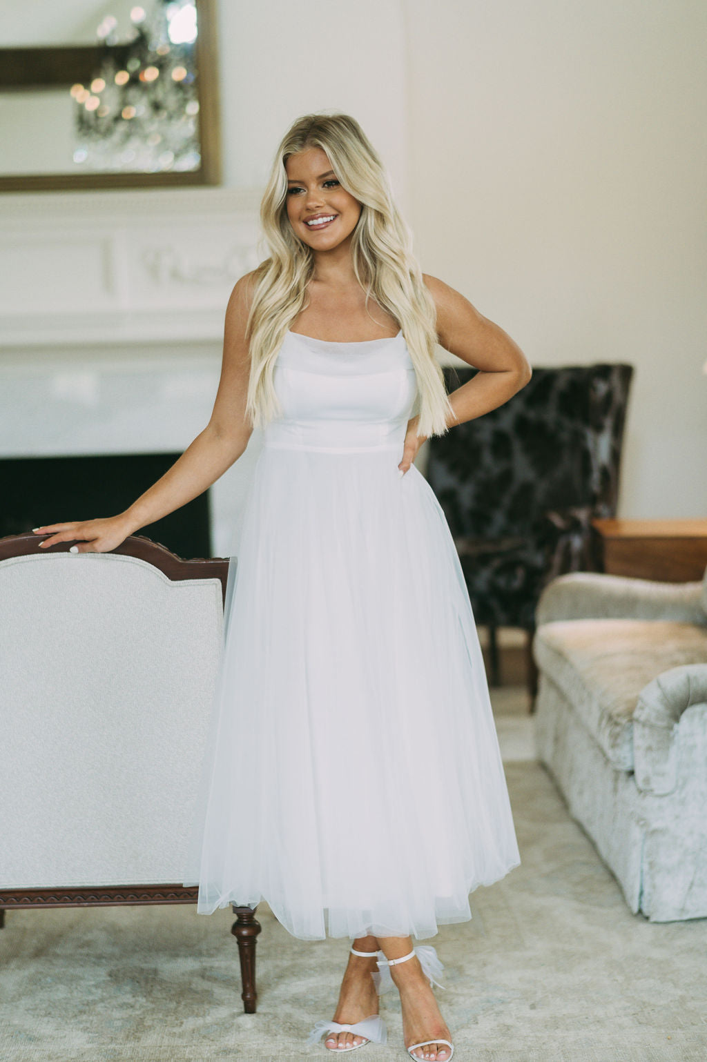 Jillian Mesh Midi Dress