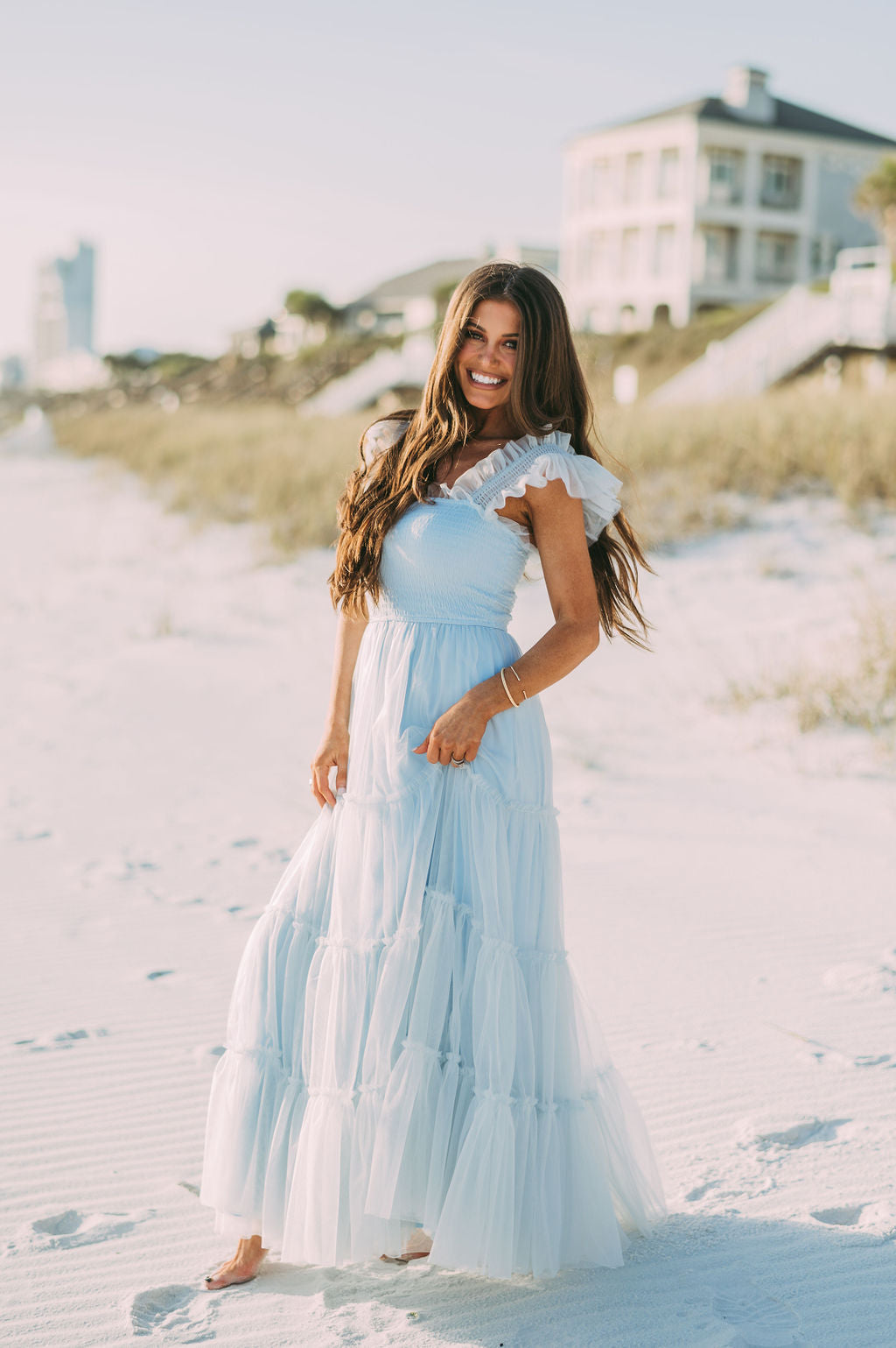 Meleah Tulle Maxi Dress-Light Blue