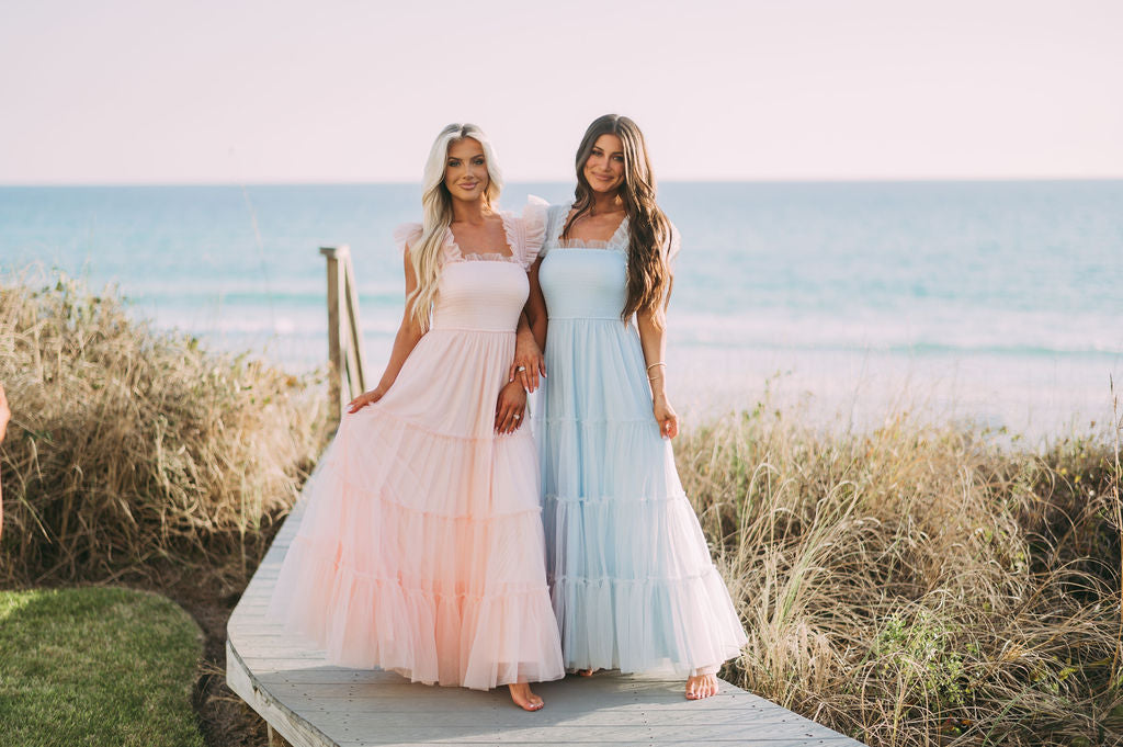 Meleah Tulle Maxi Dress-Light Blue