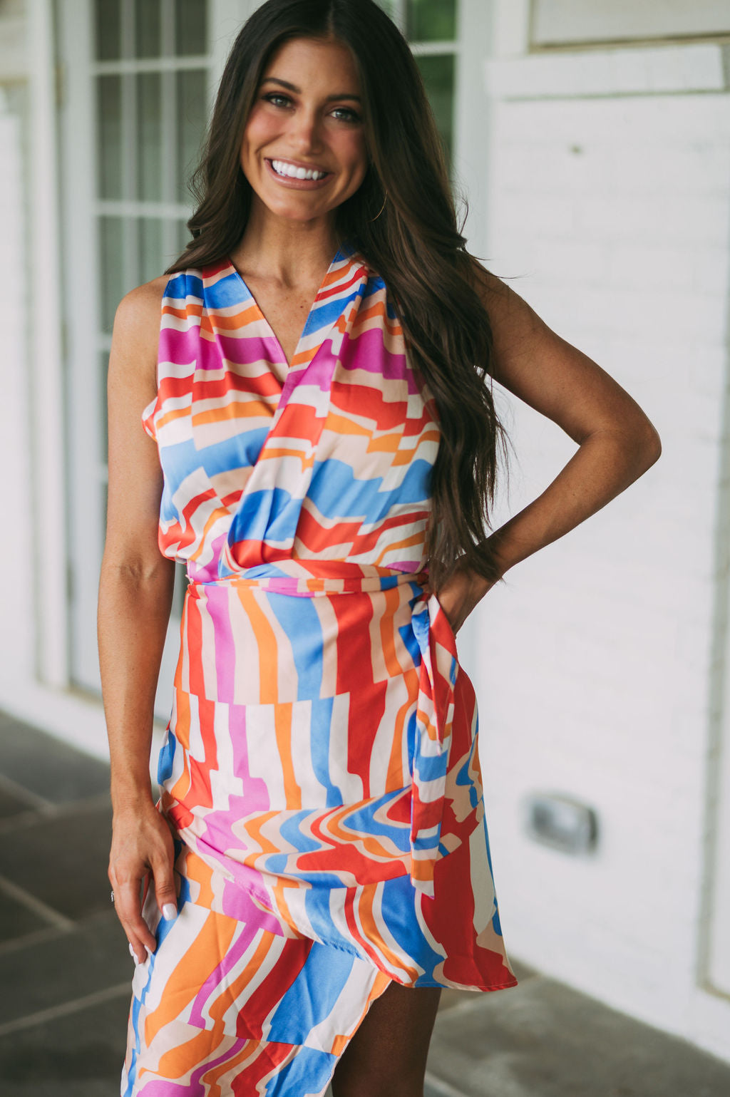 Vibrant Printed Wrap Dress