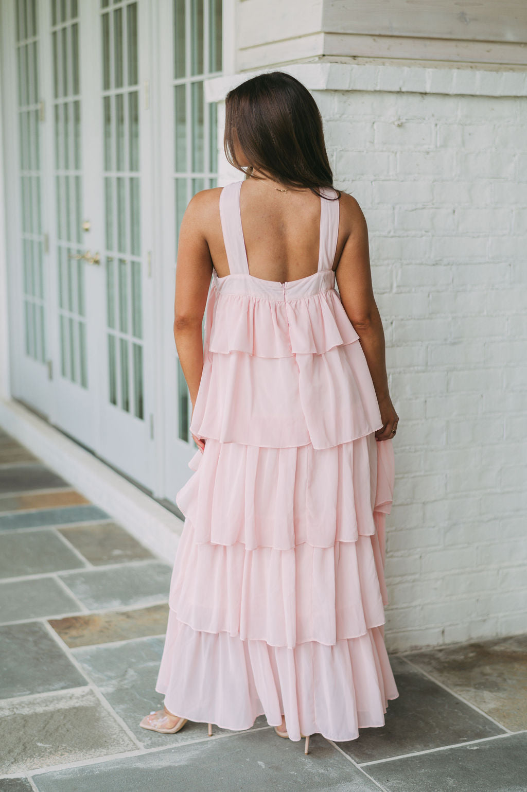 Henley Halter Maxi Dress-Blush