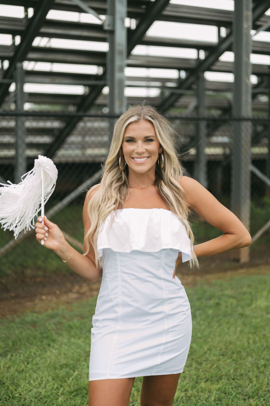 Strapless Ruffle Tube Dress White