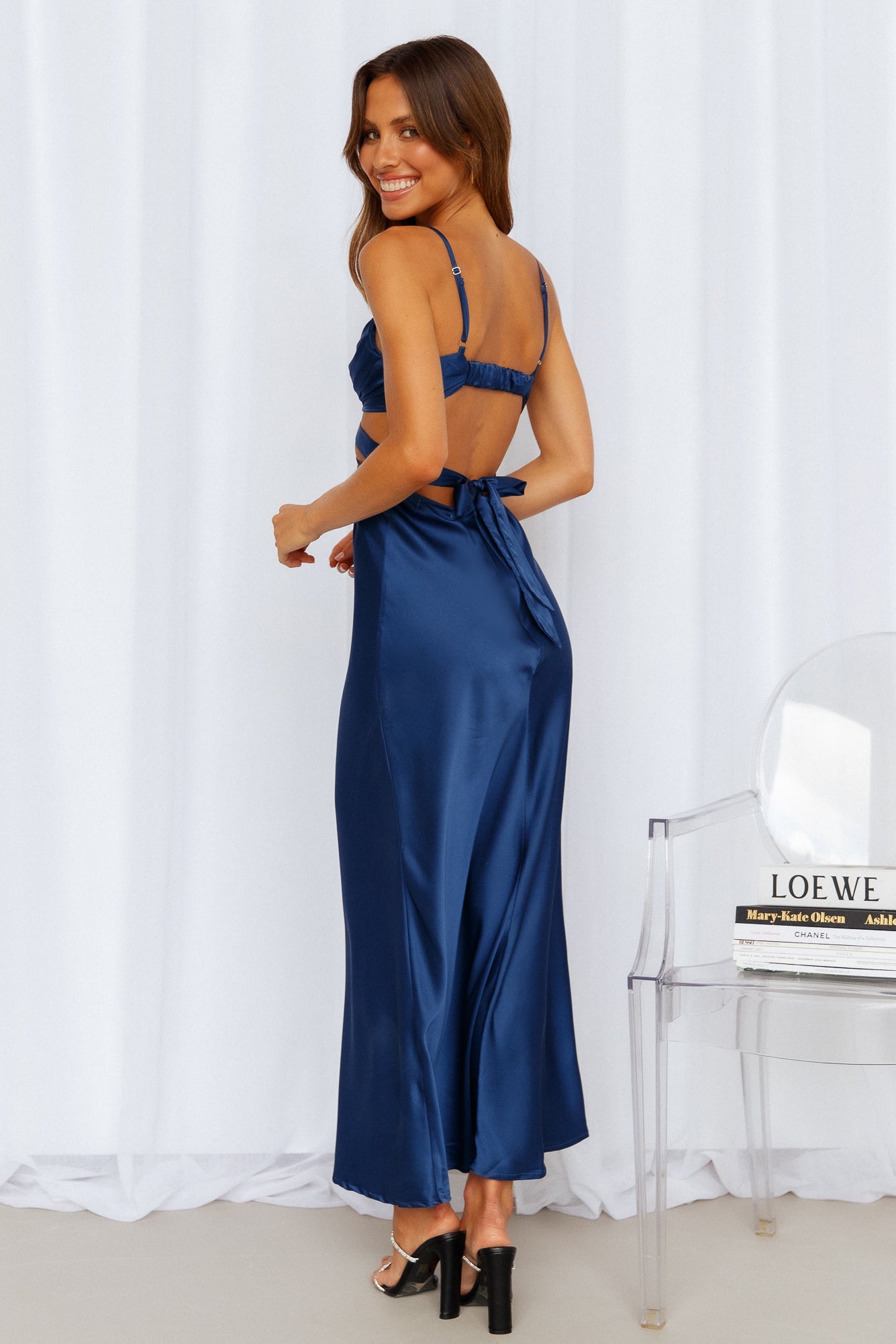 Cherry Pop Midi Dress Navy