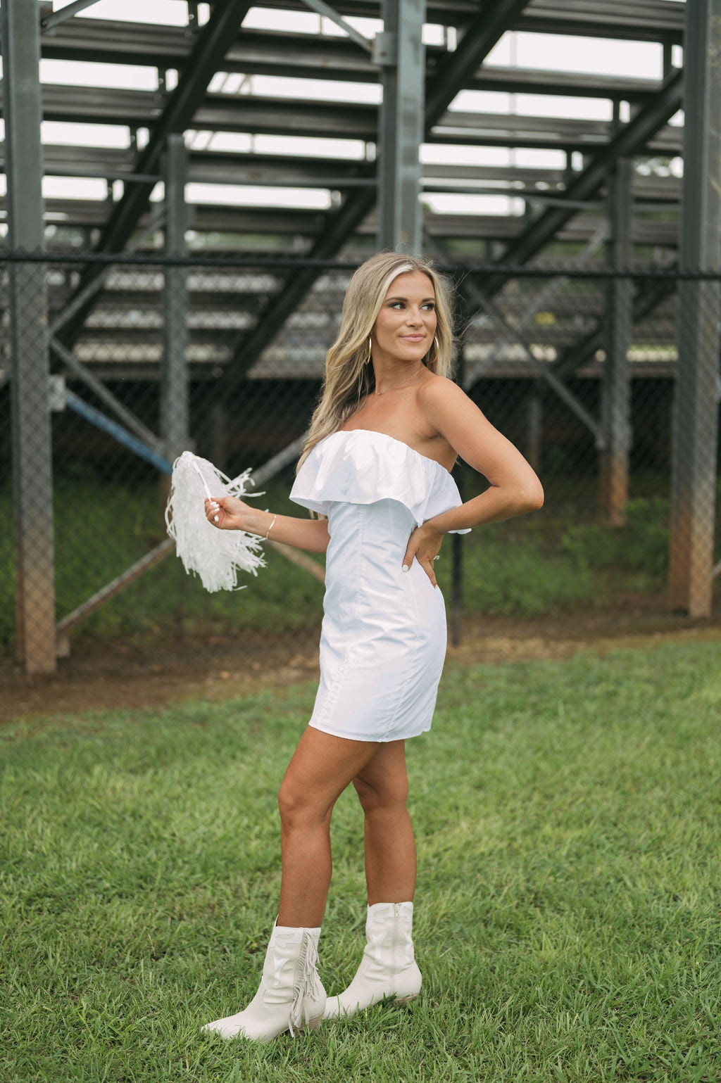 Strapless Ruffle Tube Dress White