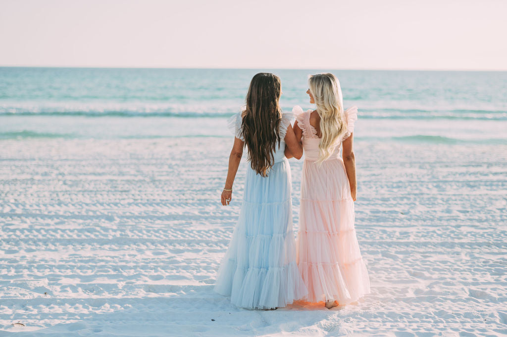 Meleah Tulle Maxi Dress-Light Blue