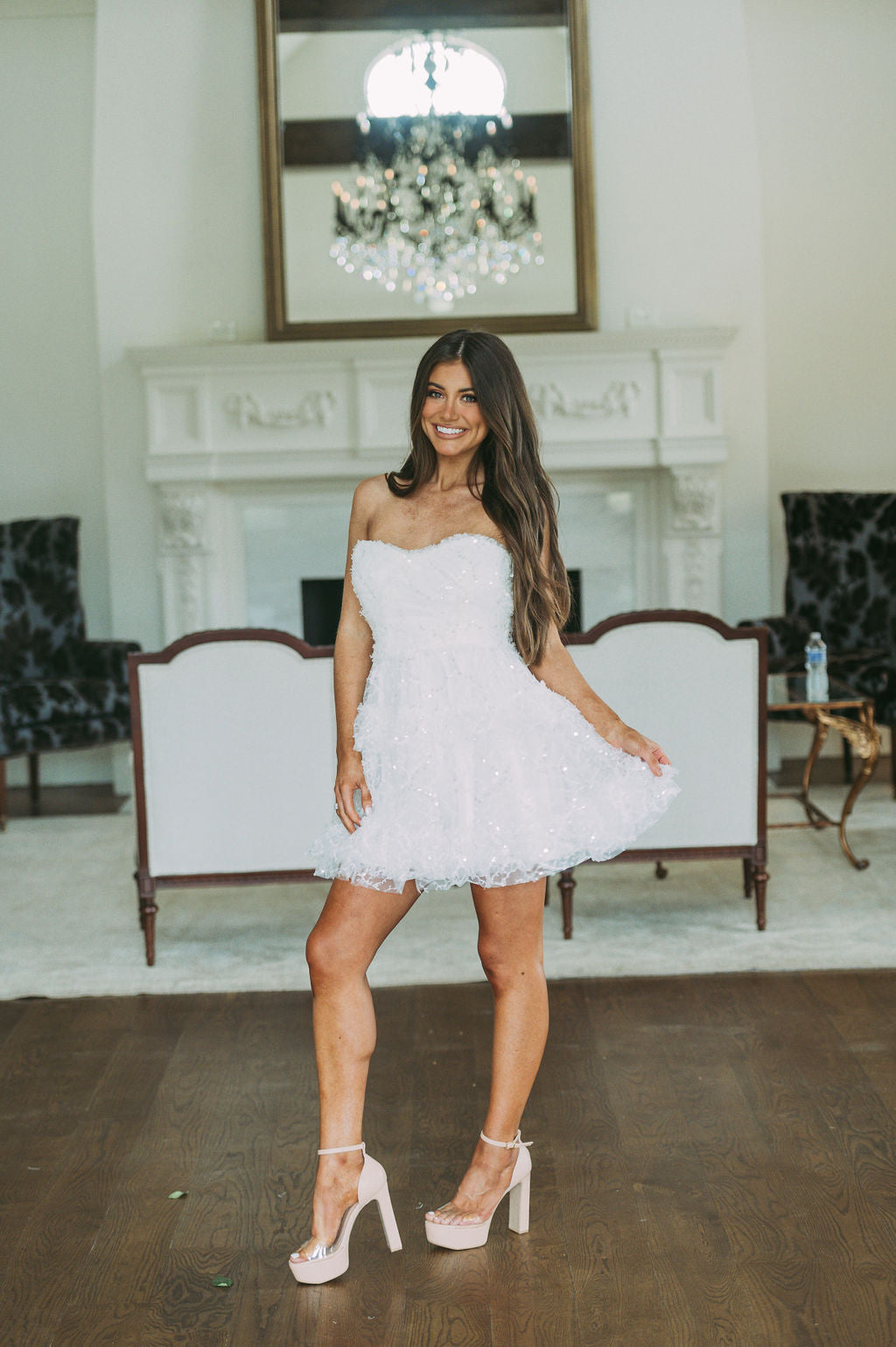 Strapless Sequin Tulle Dress