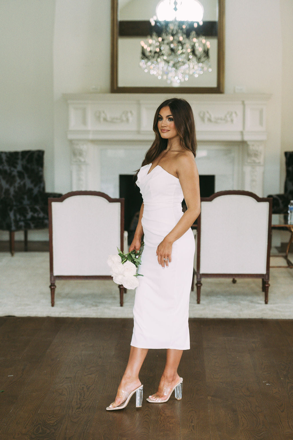 Florence Fitted Midi Dress White